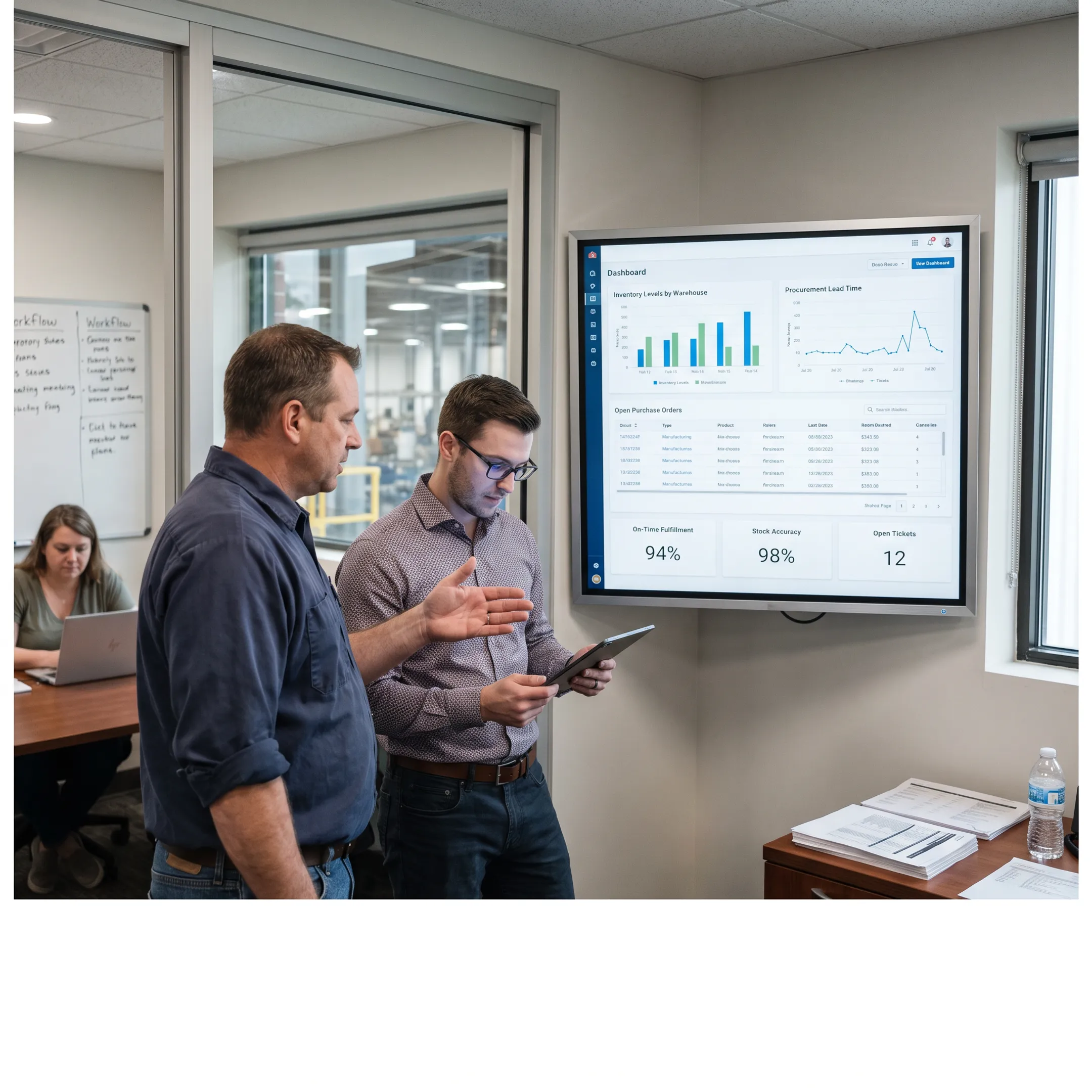 Team reviewing manufacturing ERP platform requirements