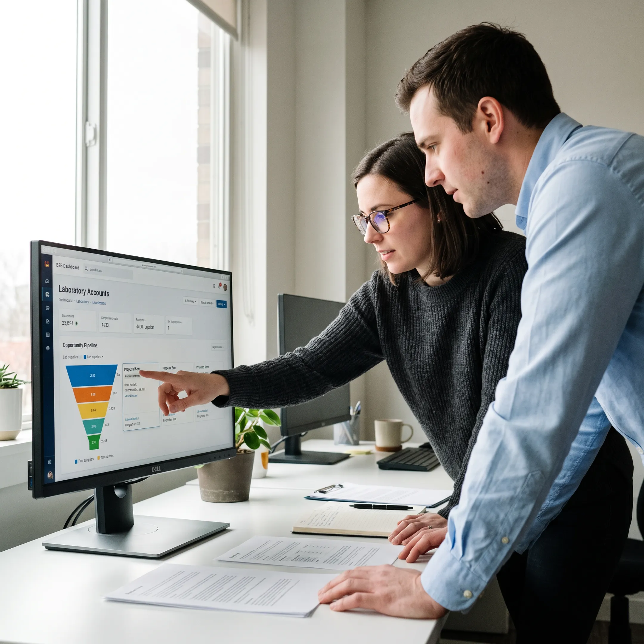CRM dashboard supporting laboratory customer management