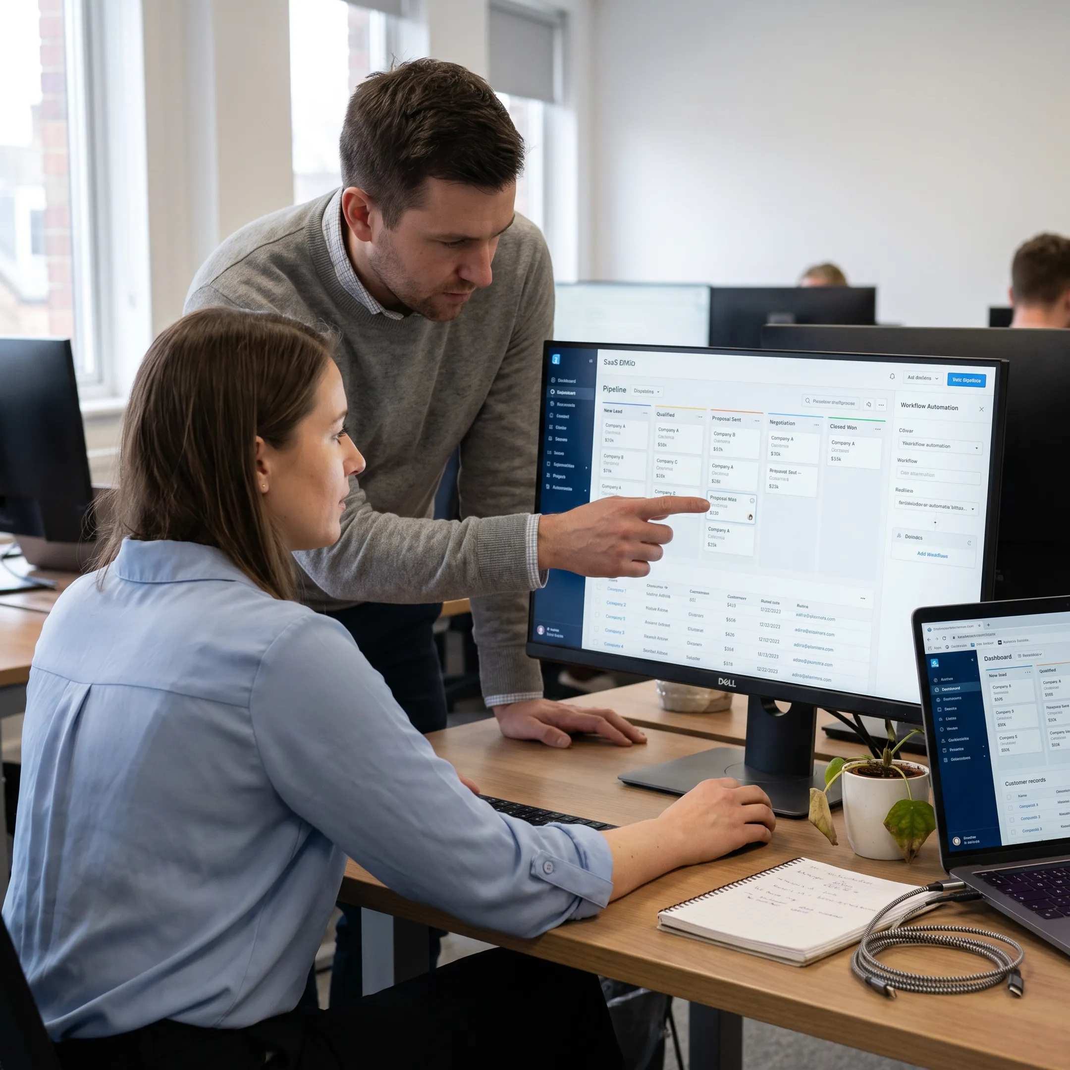 CPG sales team reviewing CRM dashboards and customer records