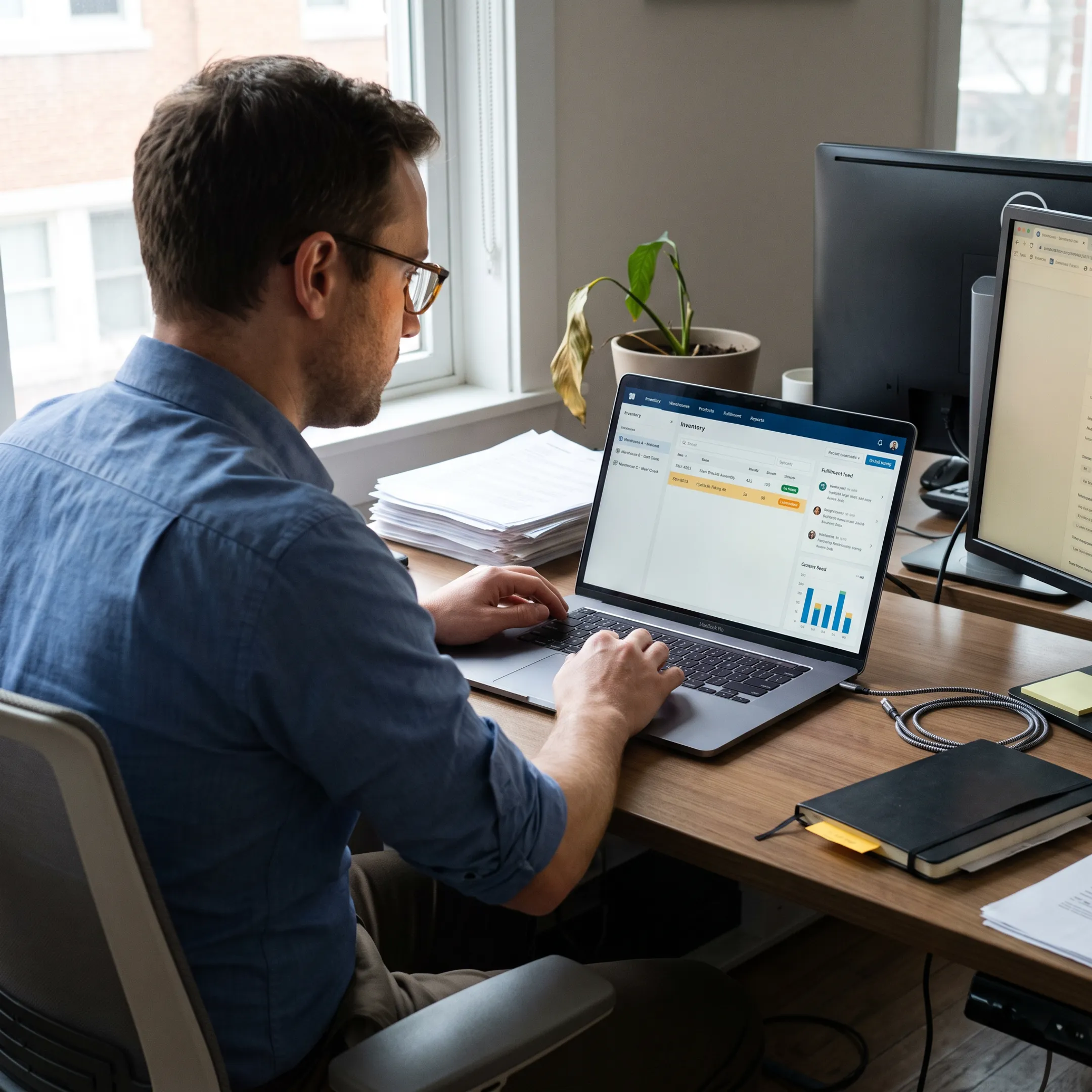 Inventory management software dashboard on a laptop