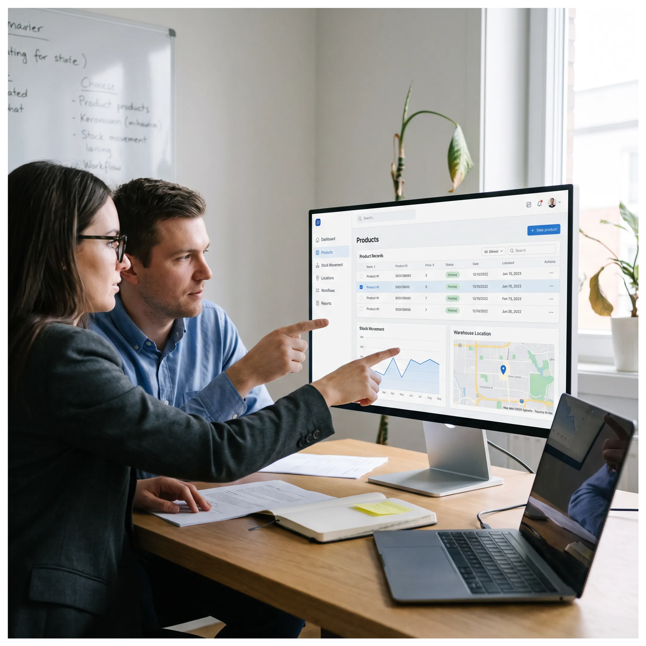 Team reviewing a custom inventory software interface