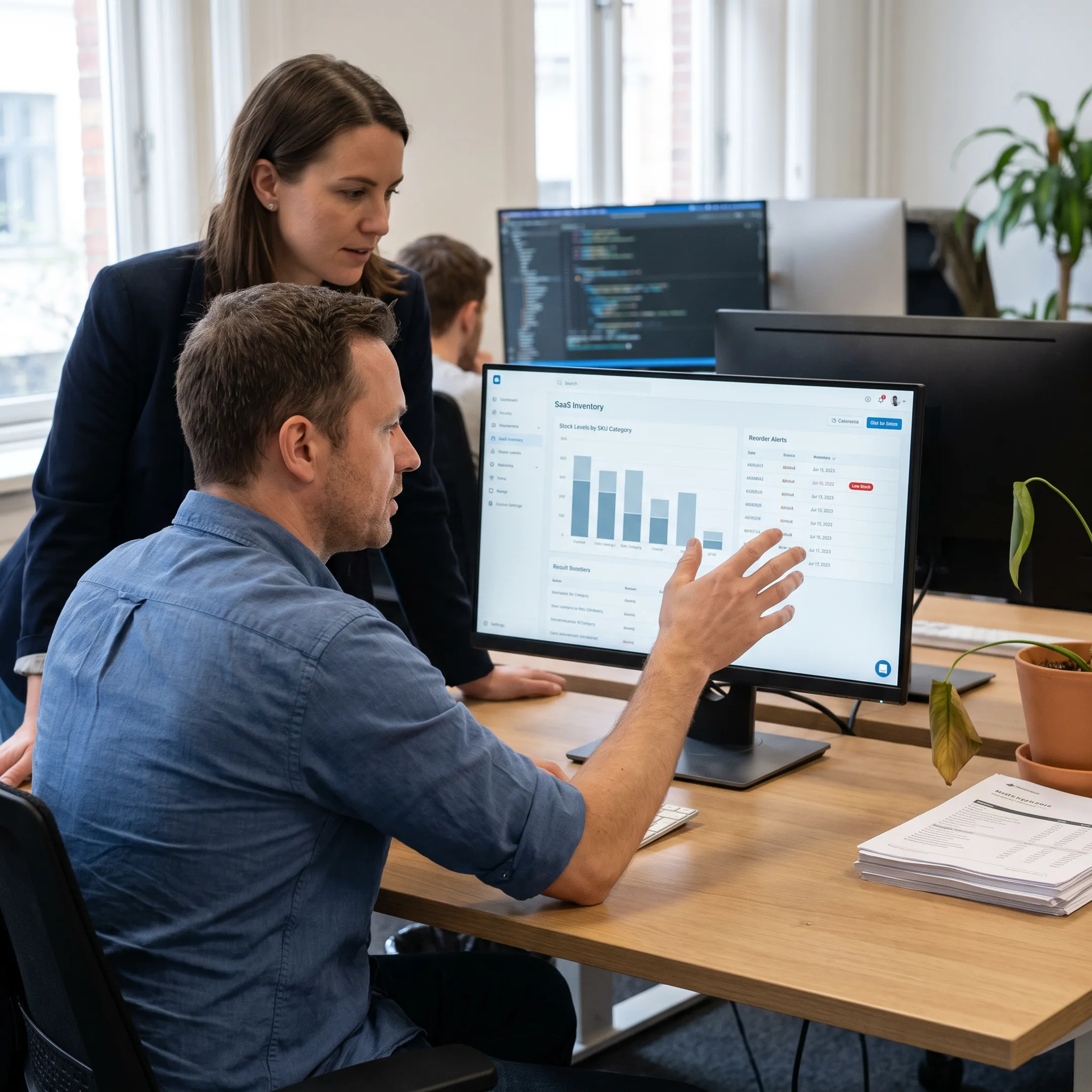 Retail inventory management software dashboard with product stock data