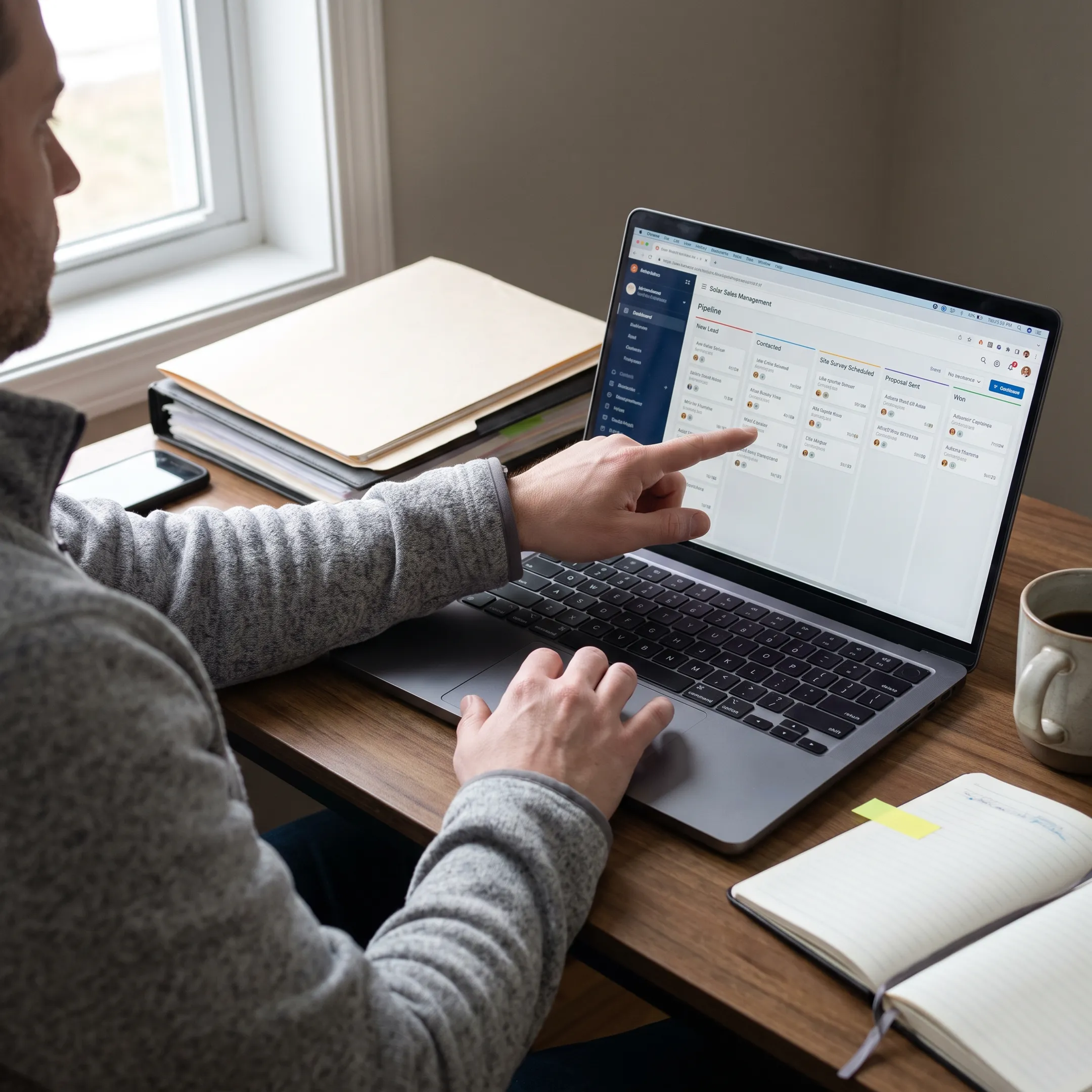 CRM dashboard supporting solar sales management