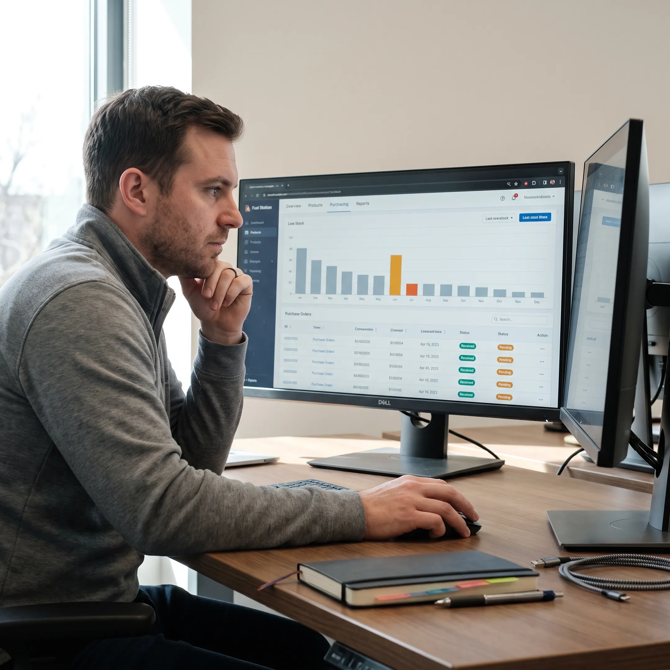 Gas station inventory management software dashboard
