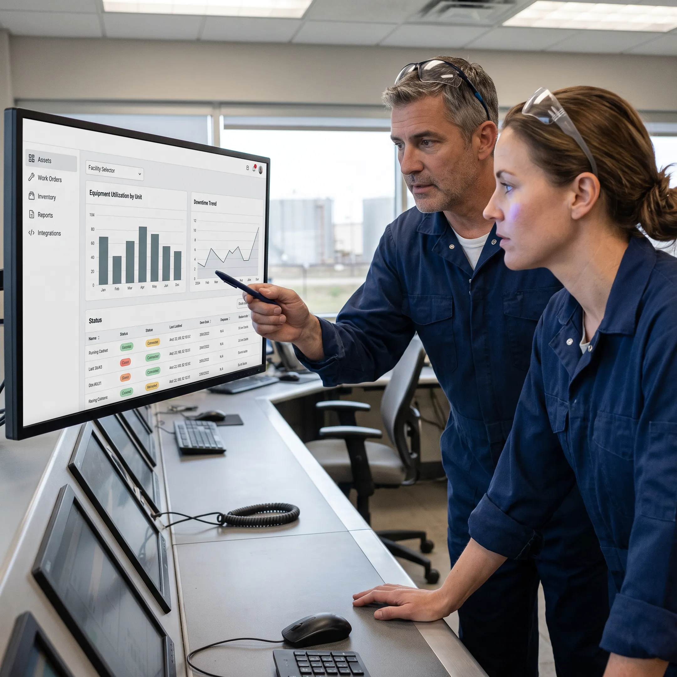 Oil and gas operations team reviewing enterprise software dashboards