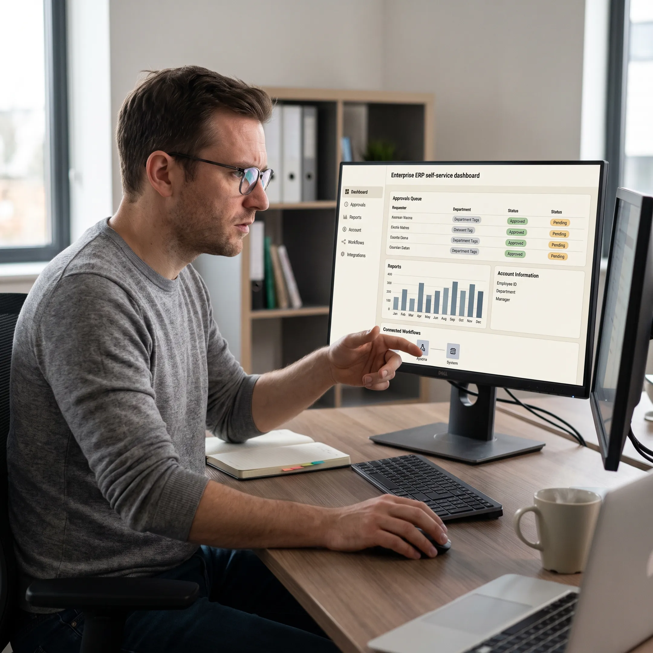 User reviewing an enterprise ERP self-service interface