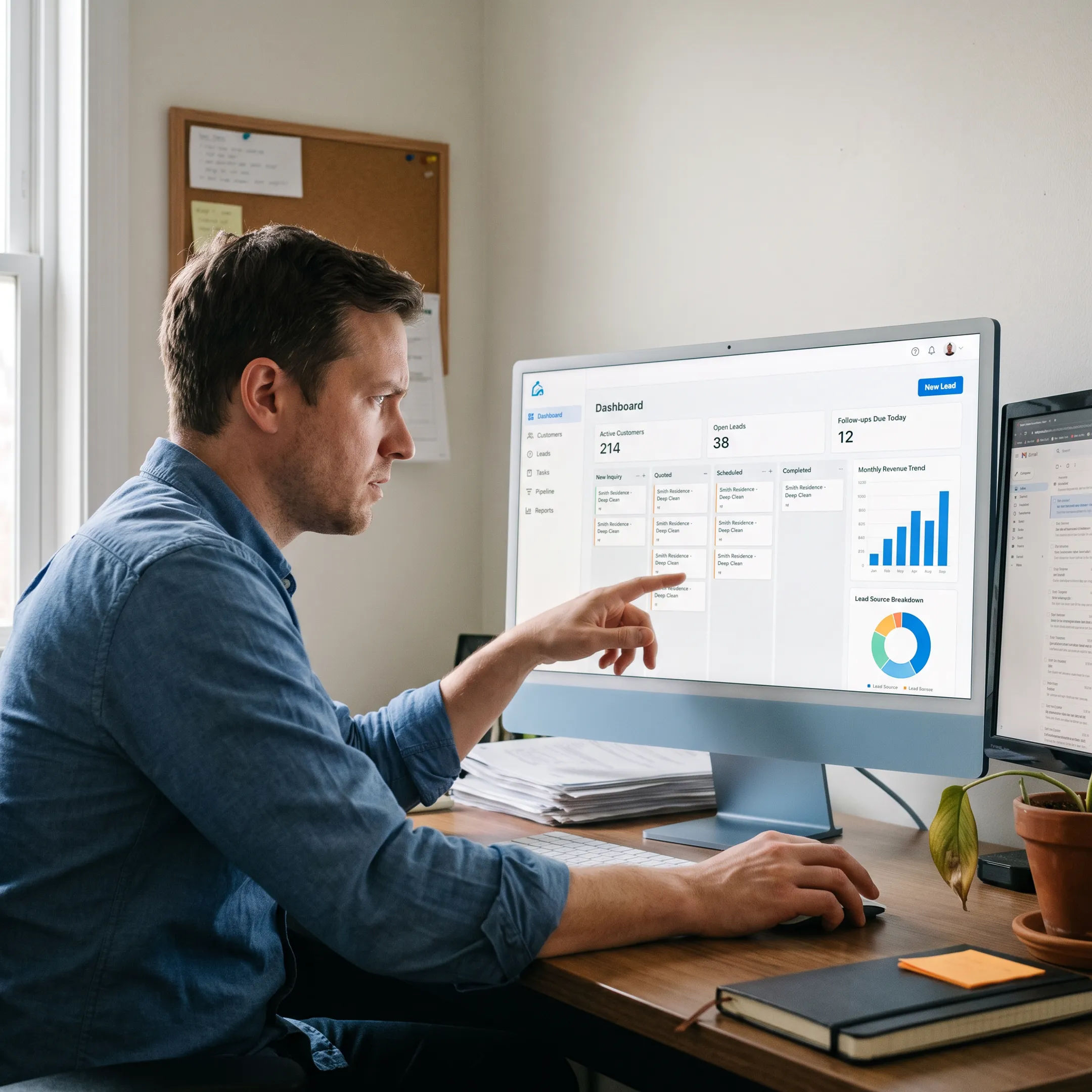 CRM dashboard for a cleaning business