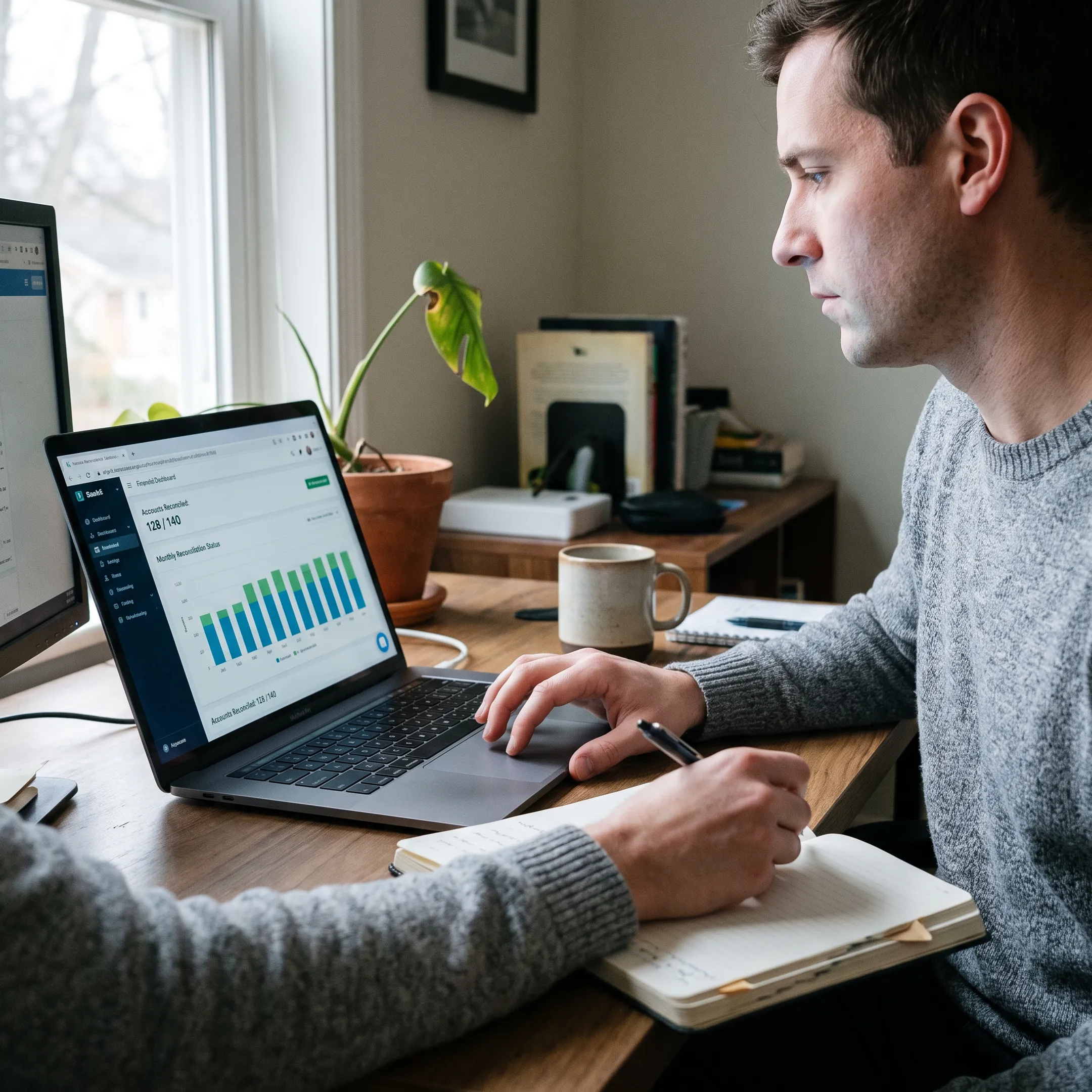 Financial software dashboard displayed on a laptop