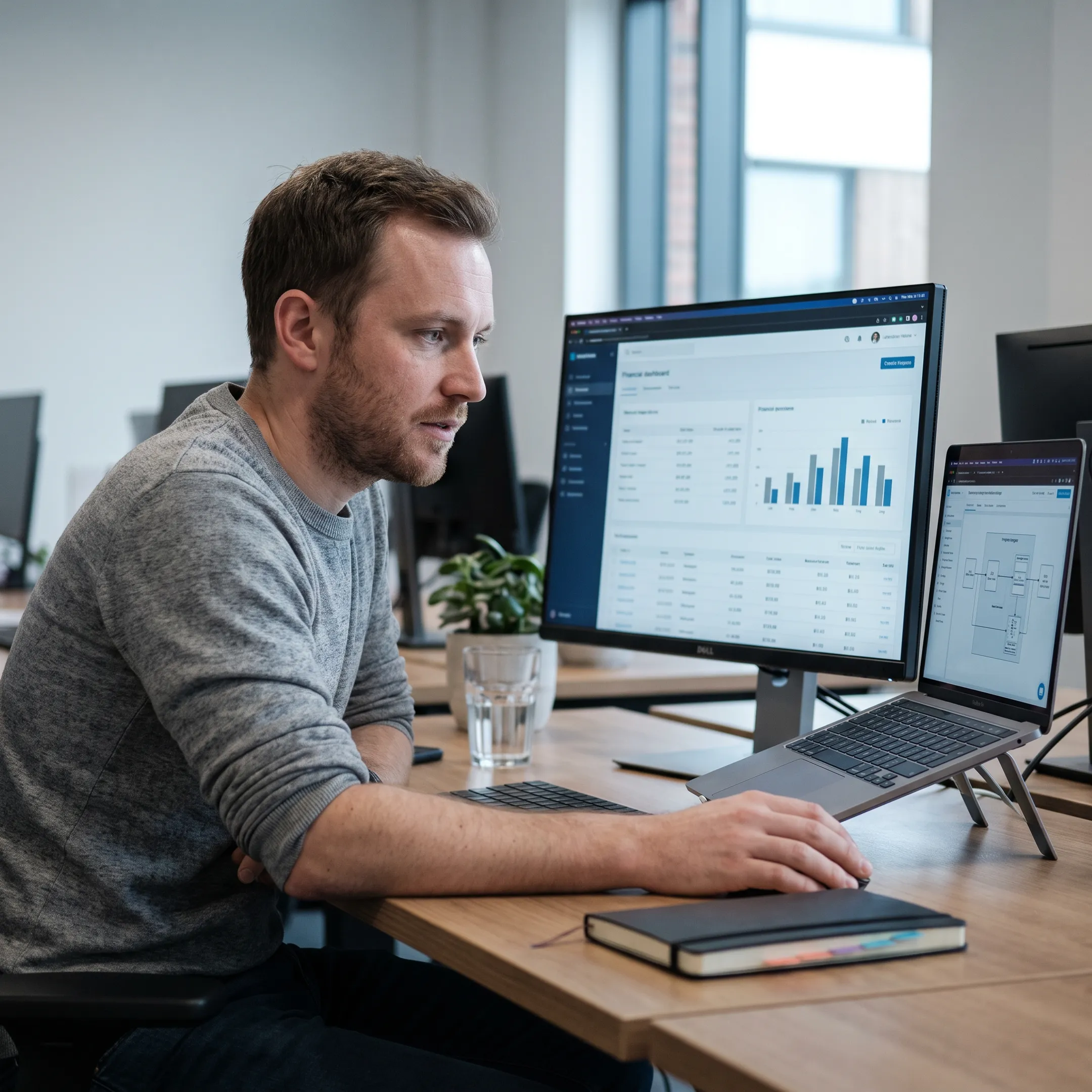 Developer reviewing a financial software interface