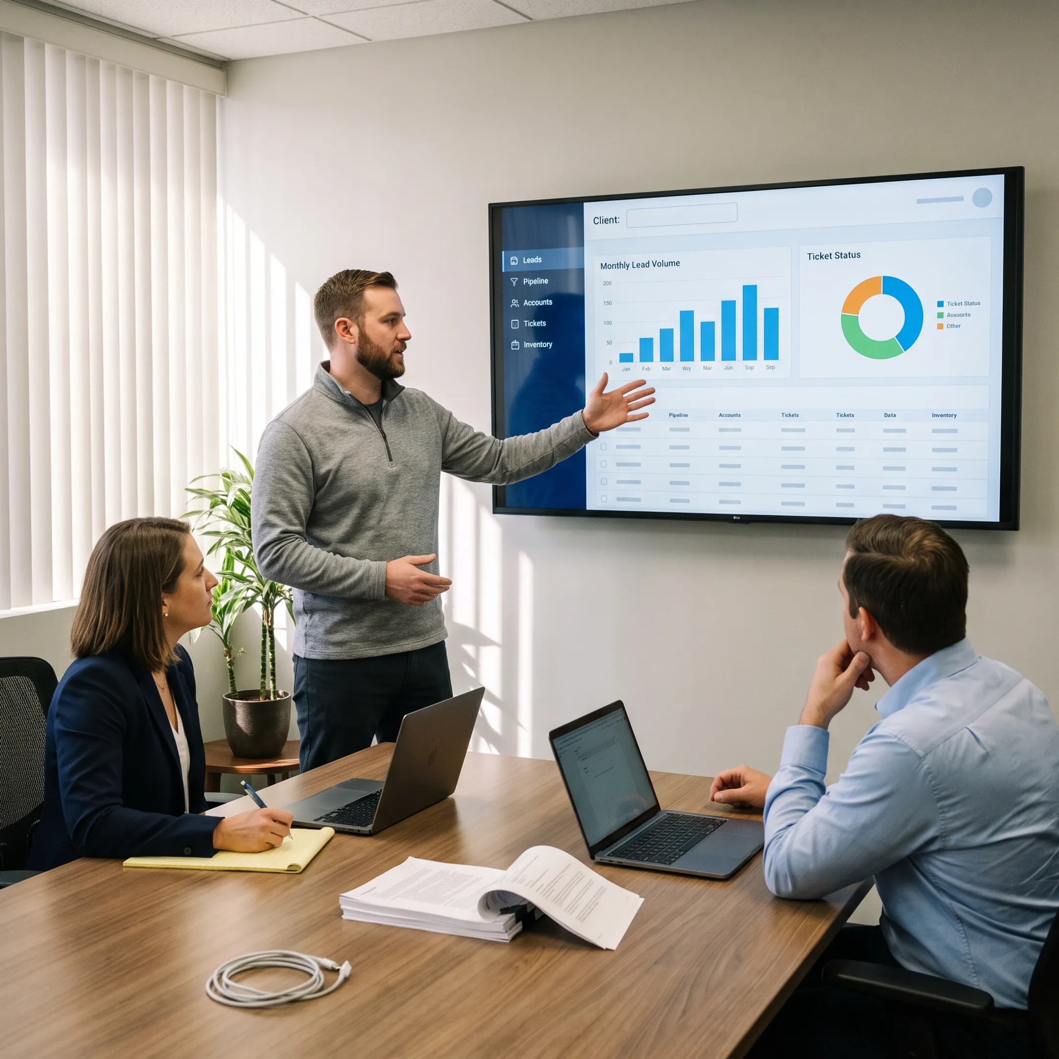 Developer presenting a tailored business software interface