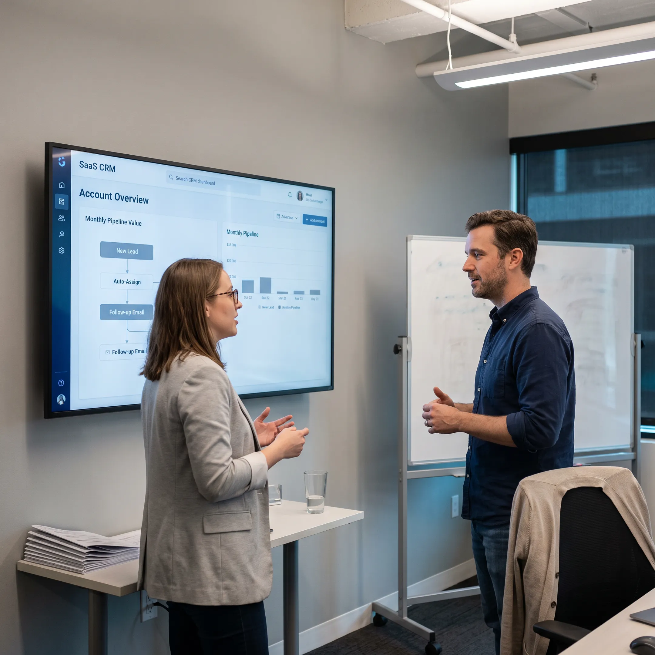 Team reviewing CRM product data and customer workflows