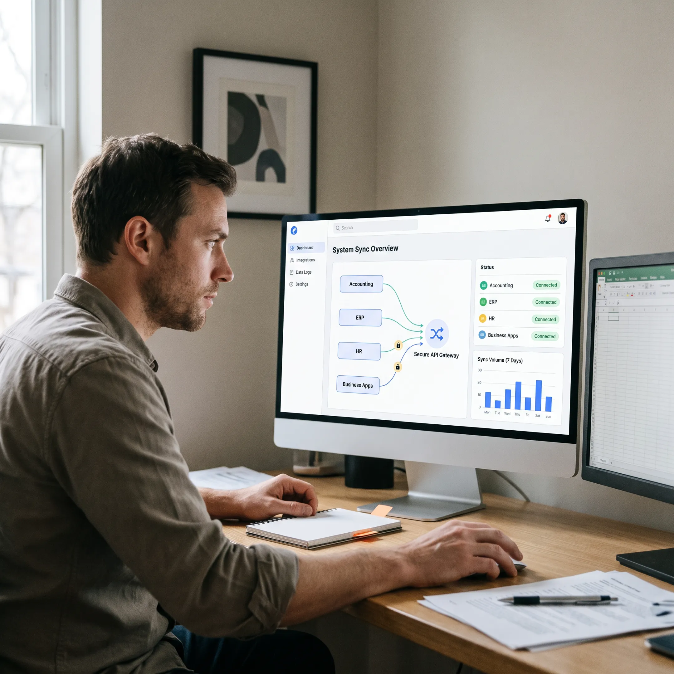 Payroll data flowing between connected business applications