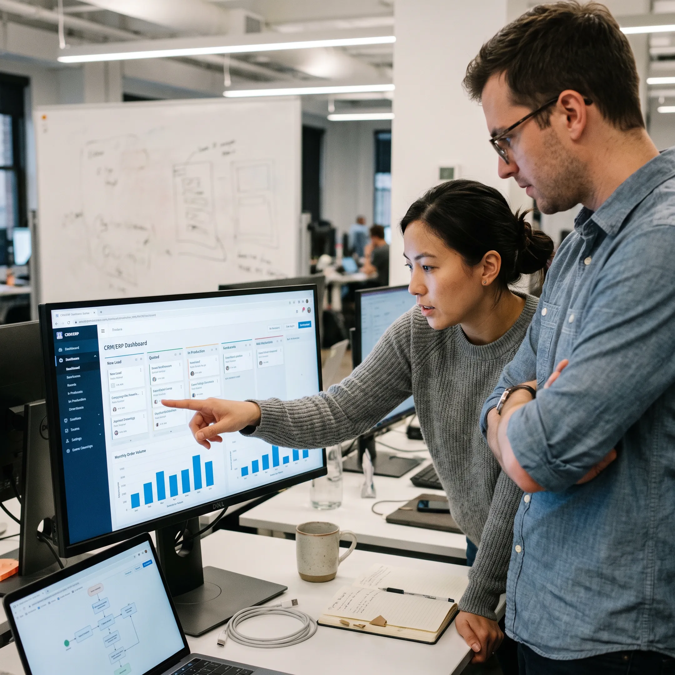 Developers reviewing custom business software