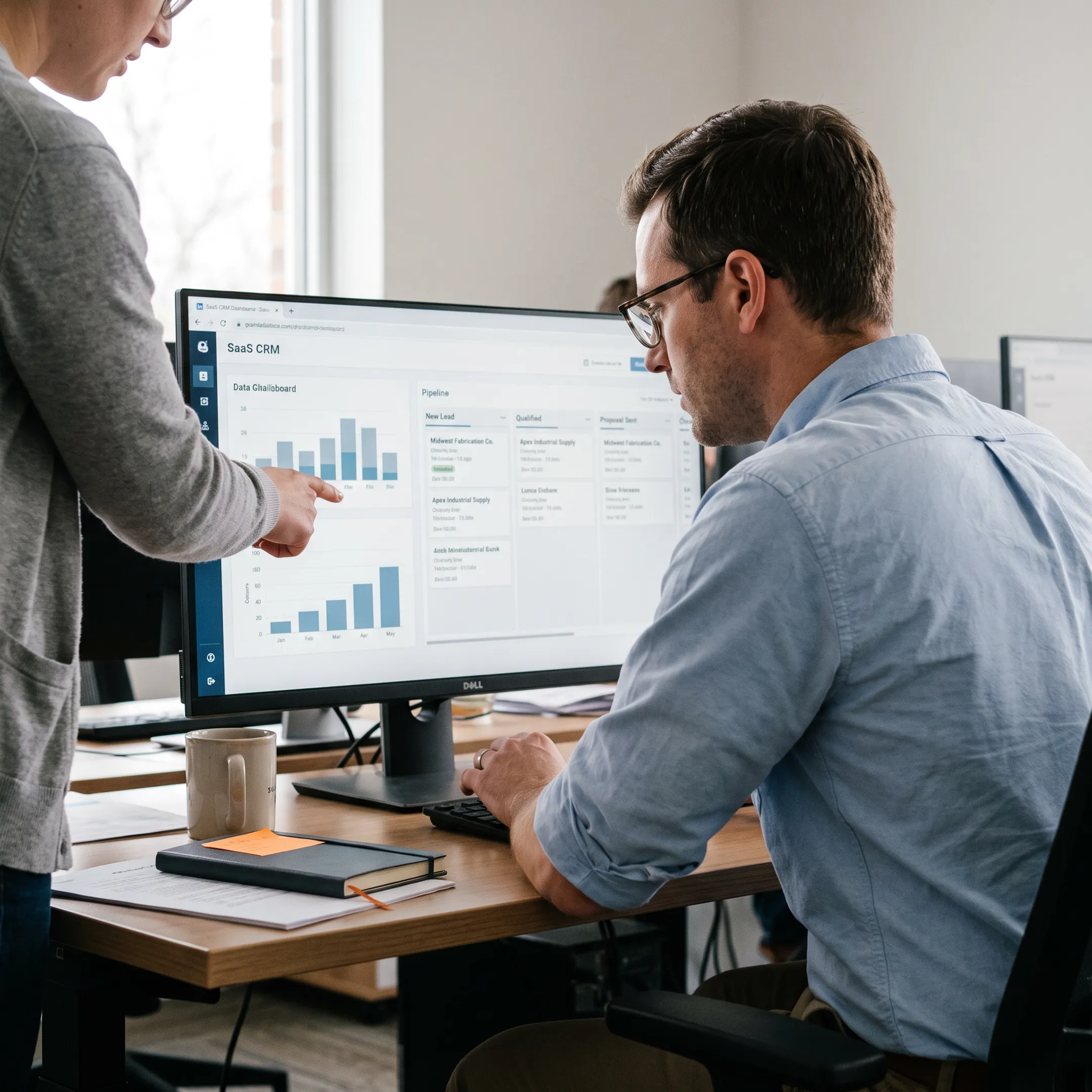CRM dashboard displaying credit union member relationship data and sales workflows
