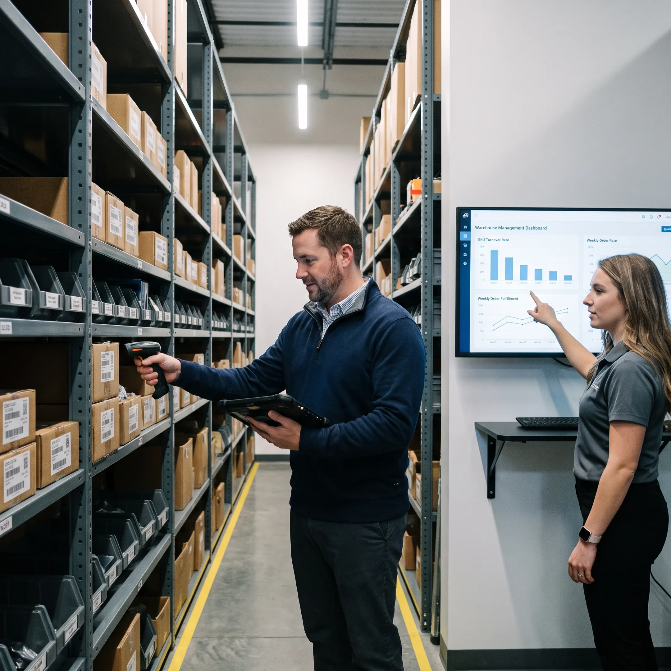 Automotive supply chain logistics dashboard and warehouse operations