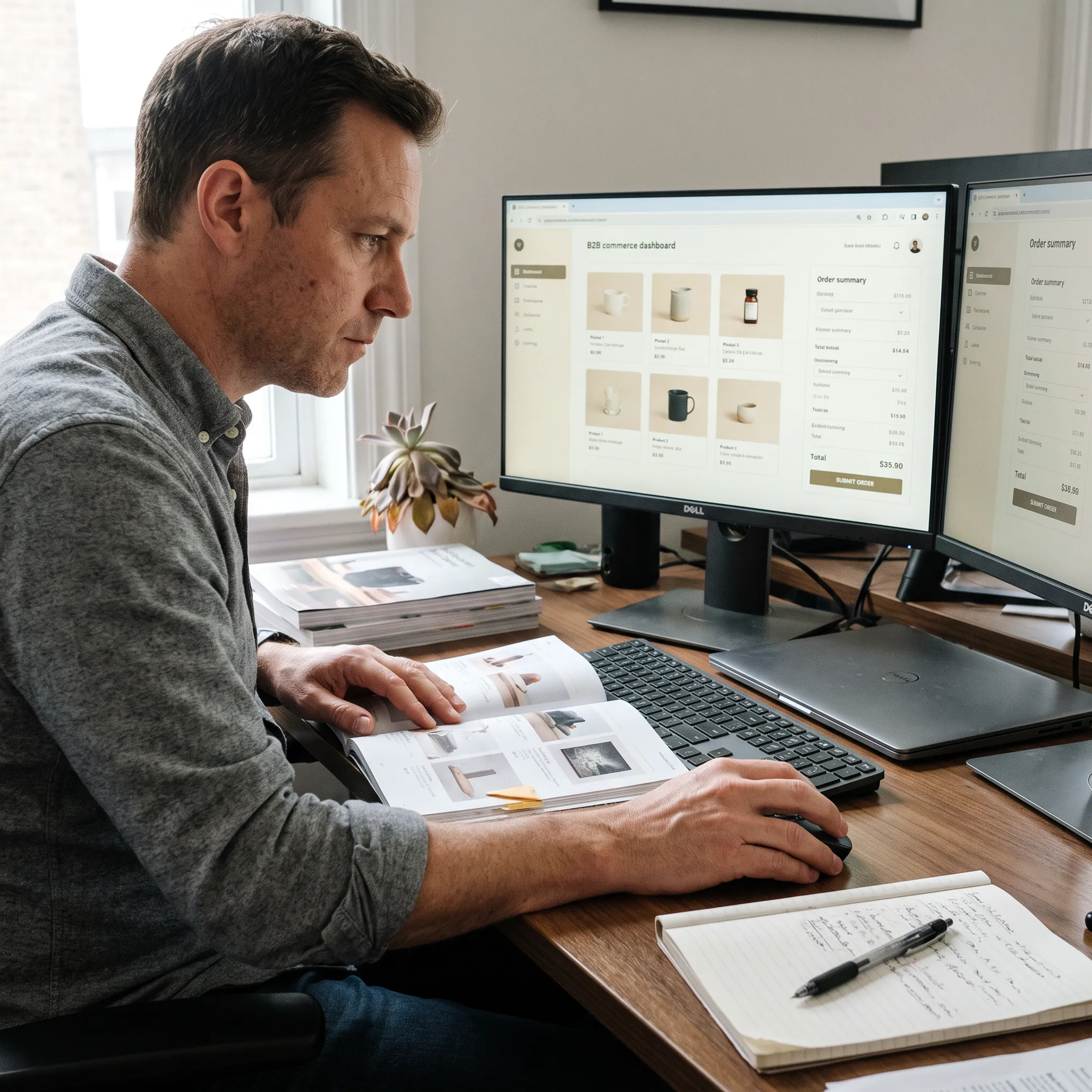 Business buyer using a B2B ordering portal