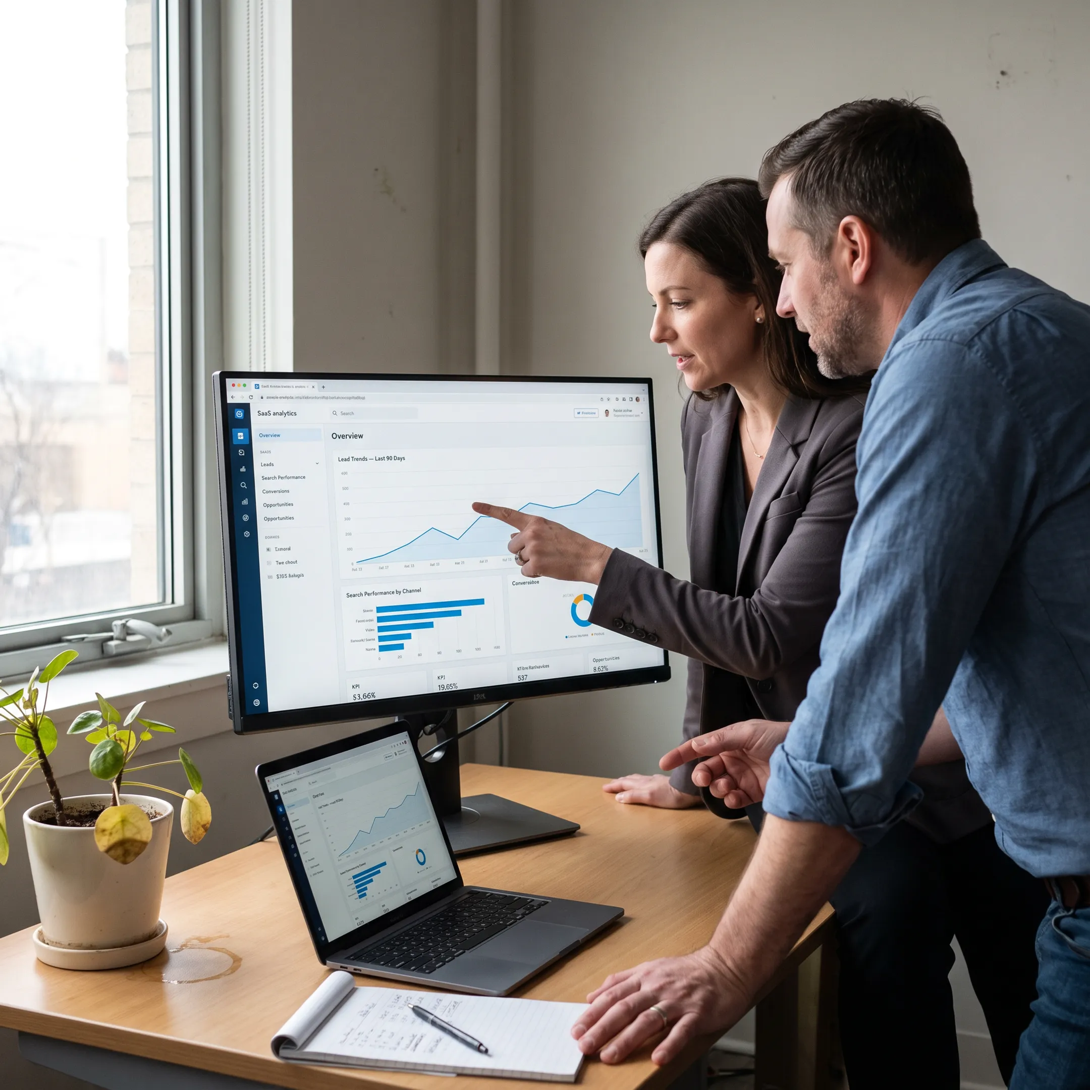 Team reviewing manufacturing growth analytics