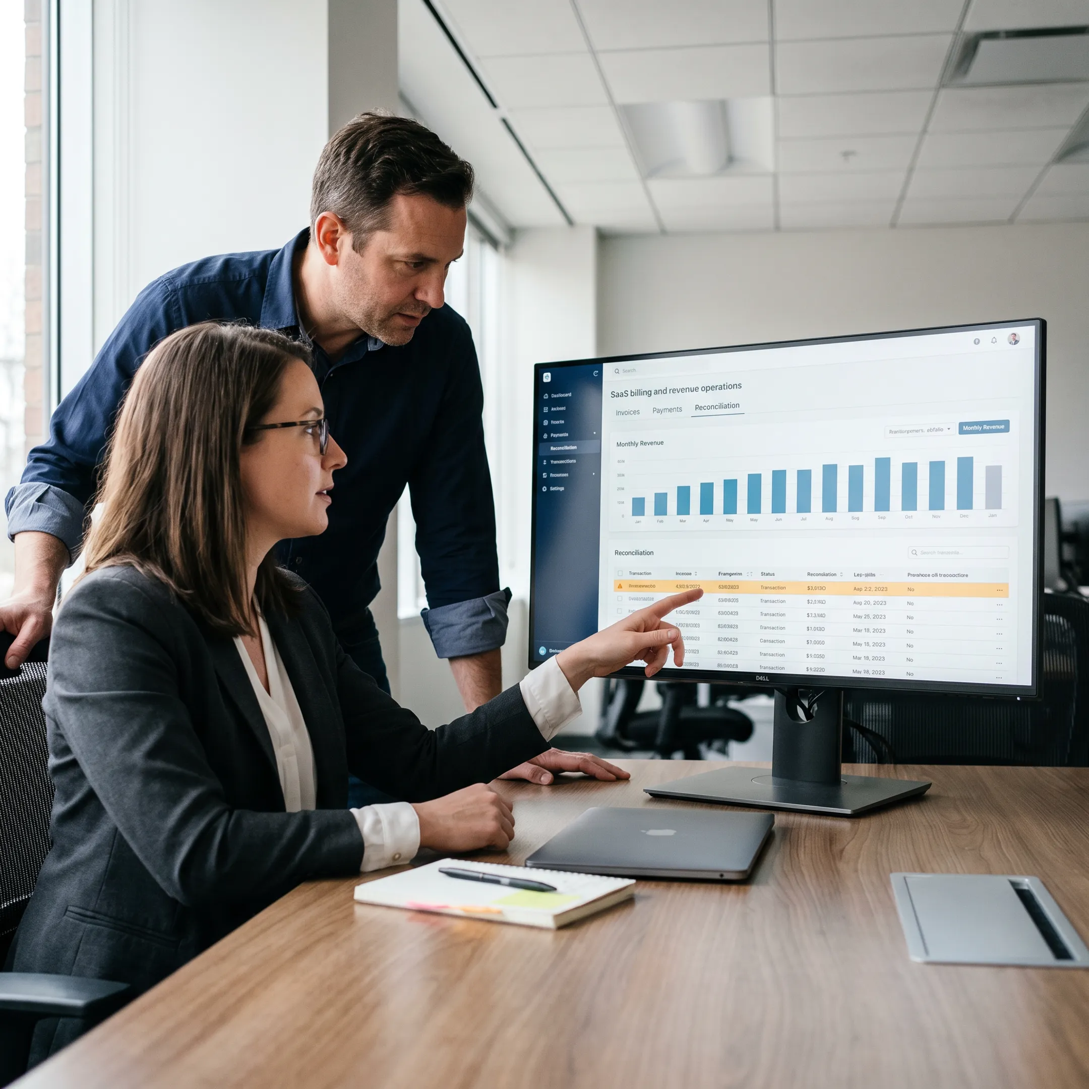 Team reviewing connected billing and revenue management software workflows