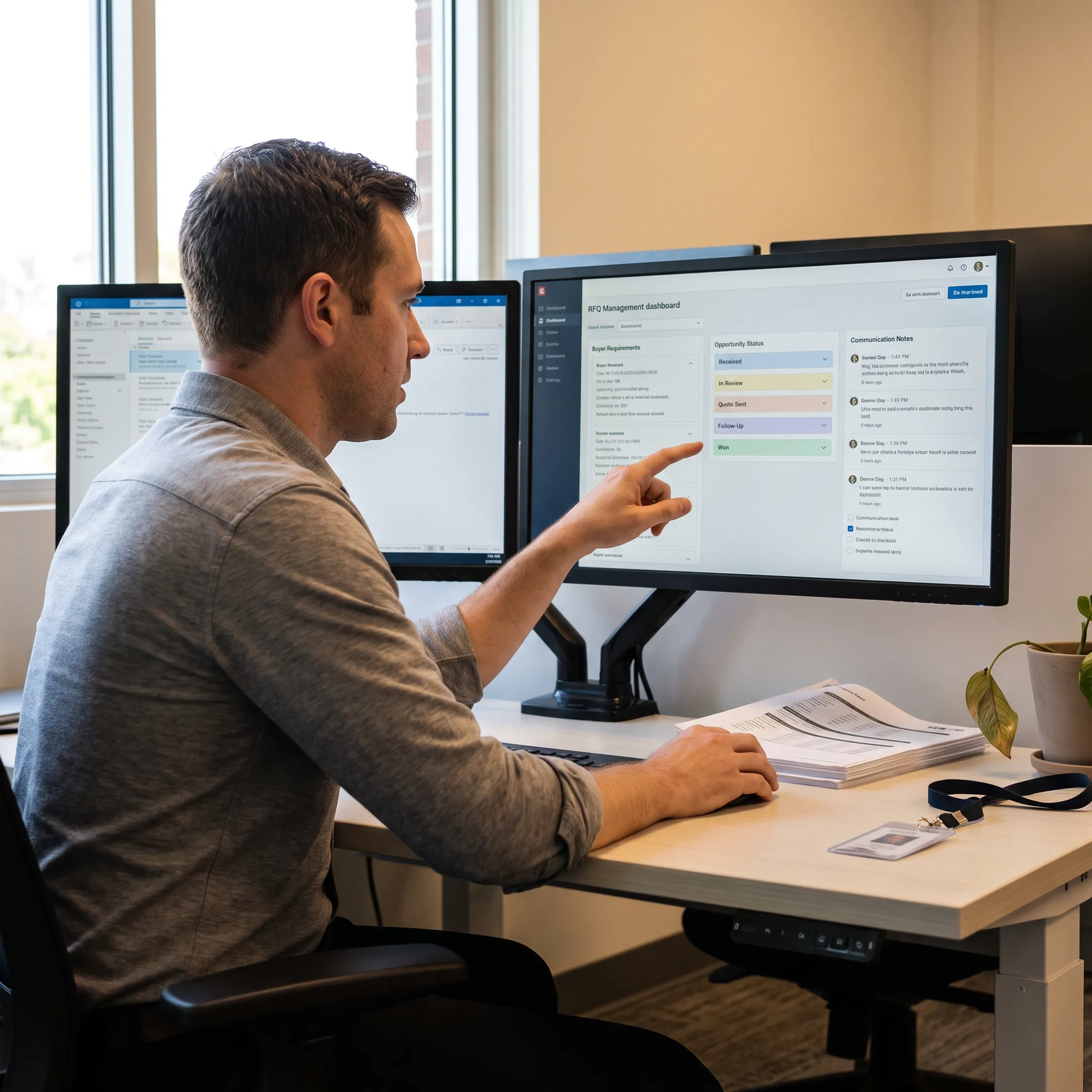 Digital RFQ dashboard with quote workflow details