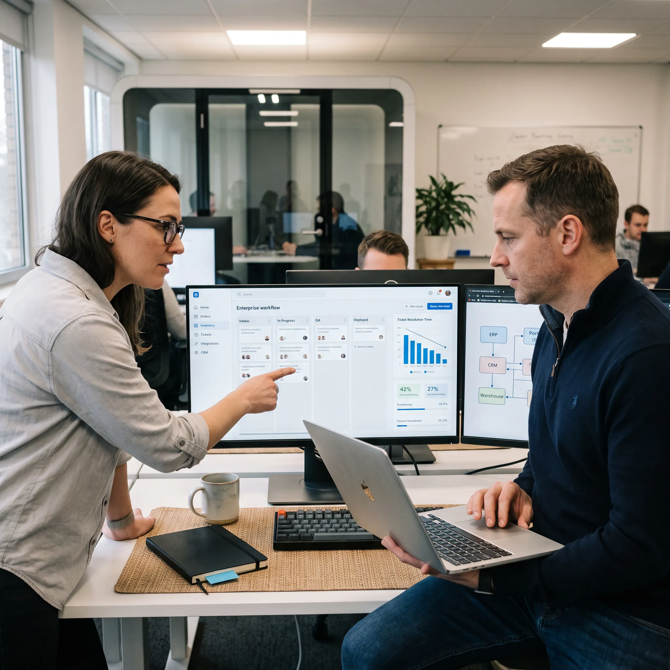 Developer reviewing an enterprise software interface for an oil and gas business