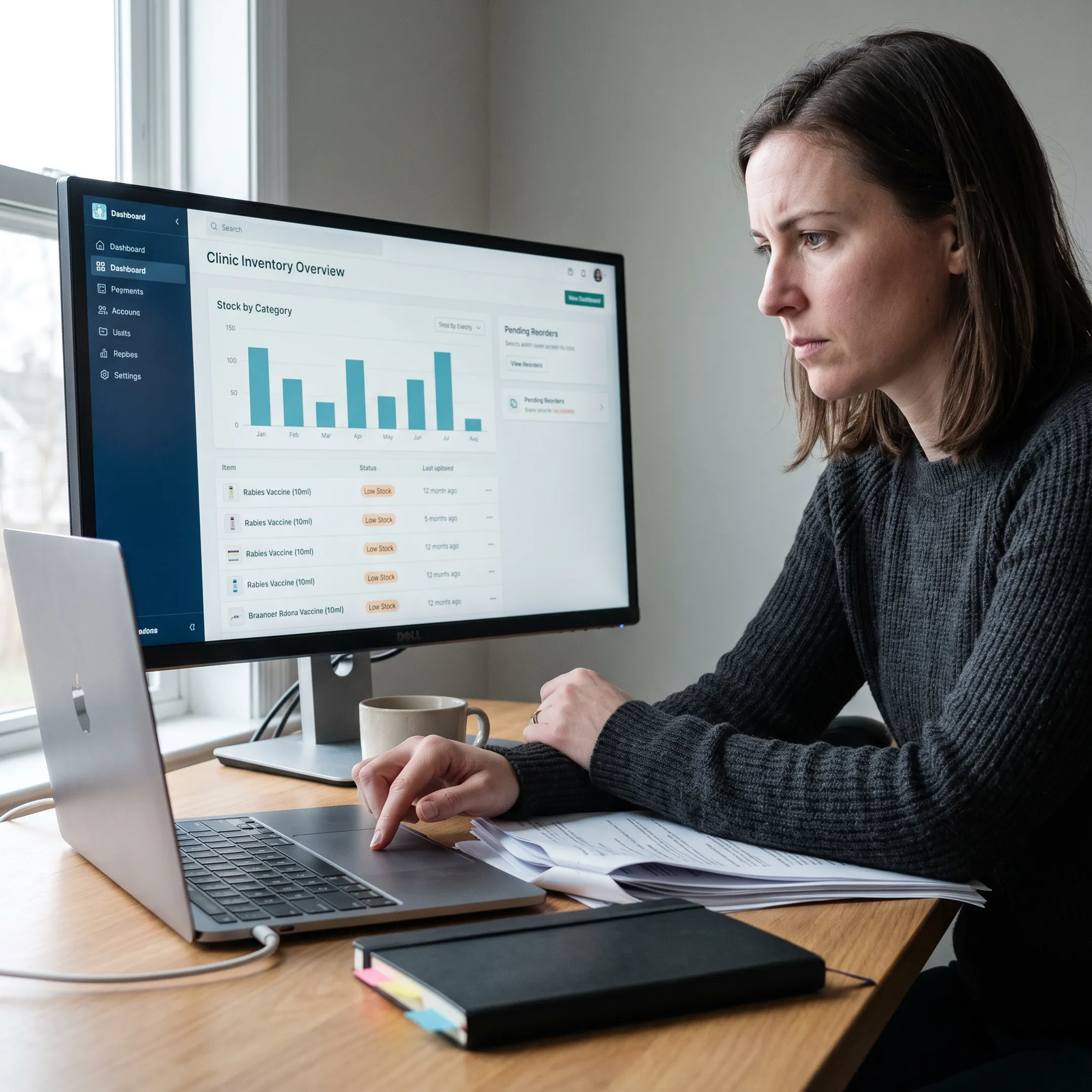 Veterinary inventory management software dashboard