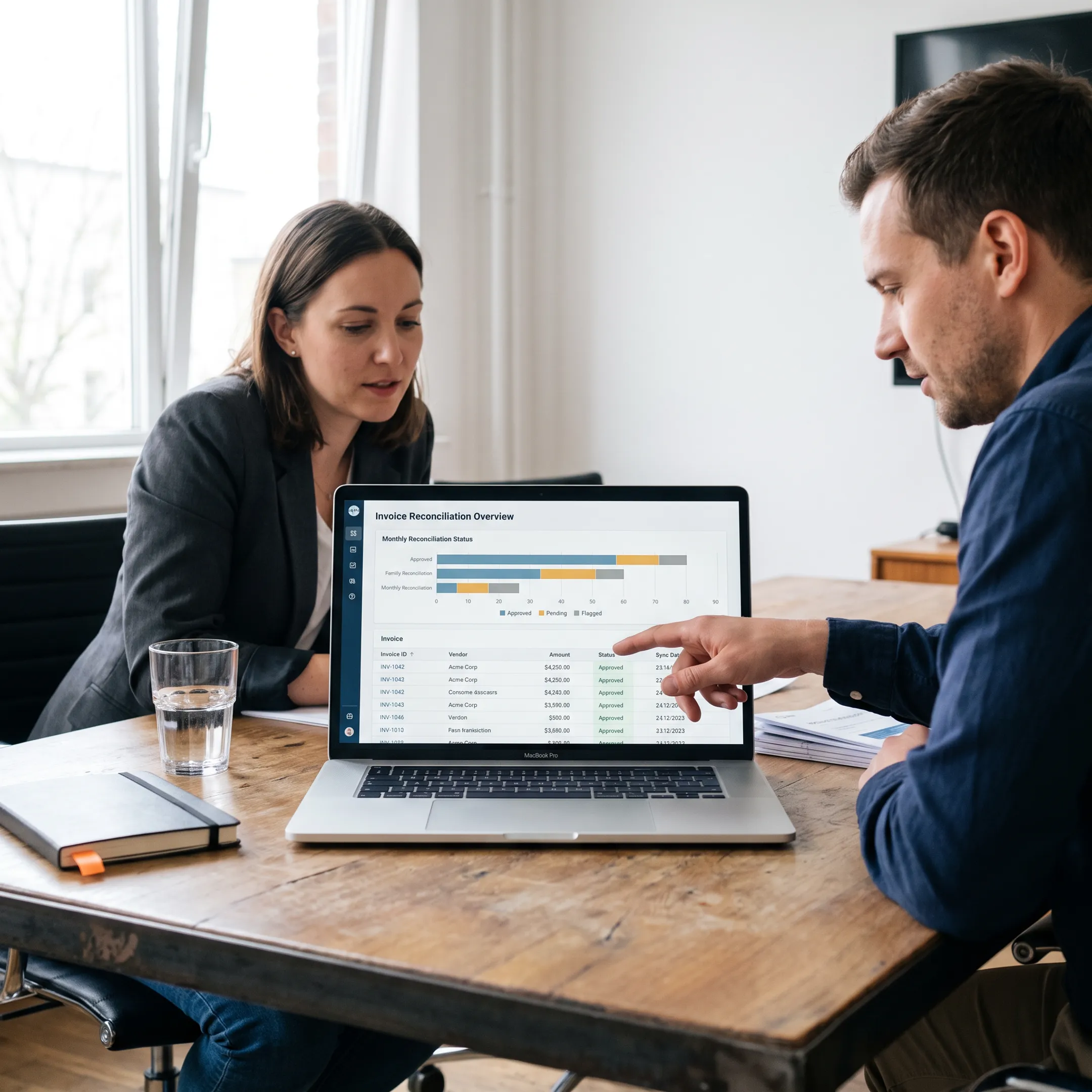 Business team reviewing connected invoicing and accounting workflows