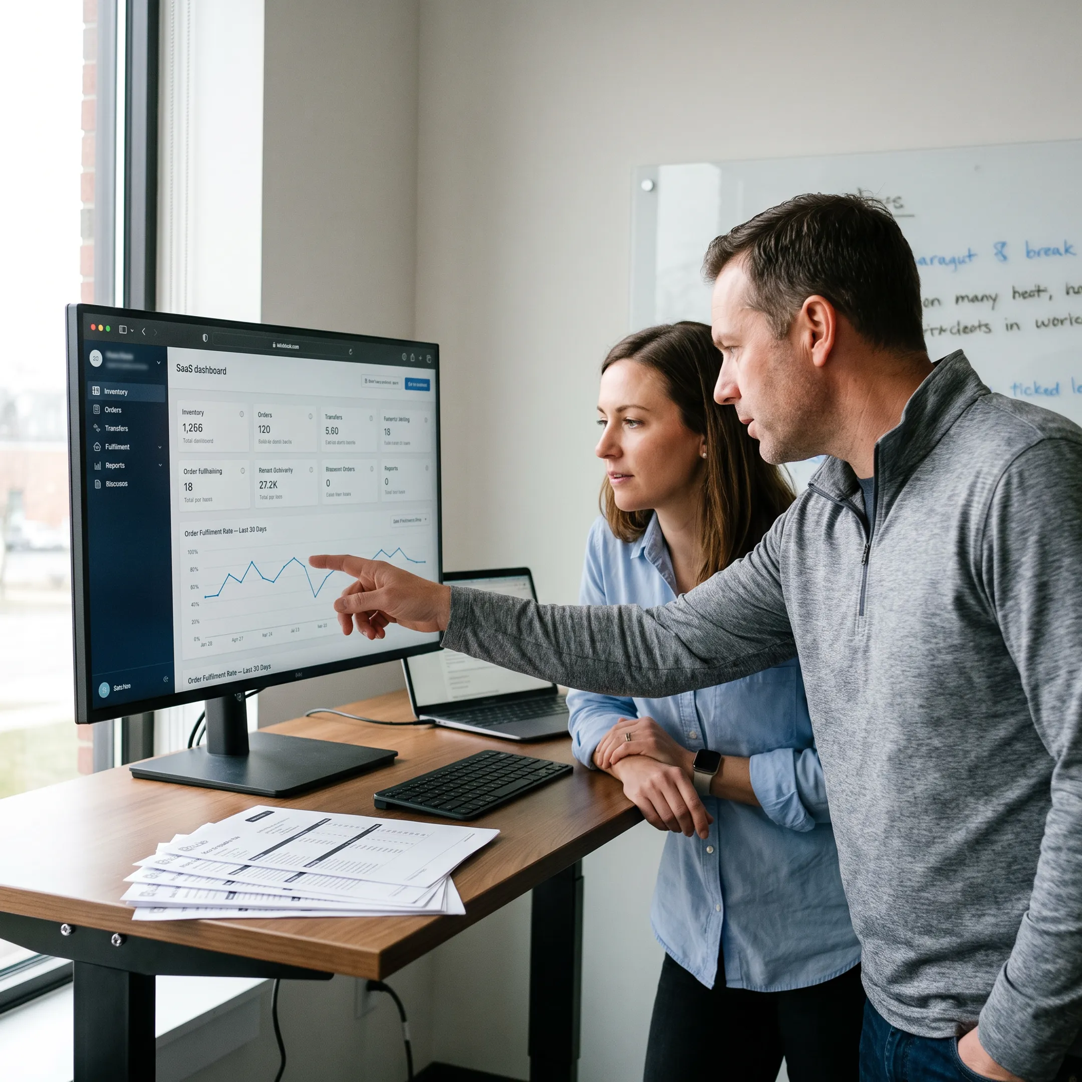 Retail team reviewing connected inventory and fulfilment workflows