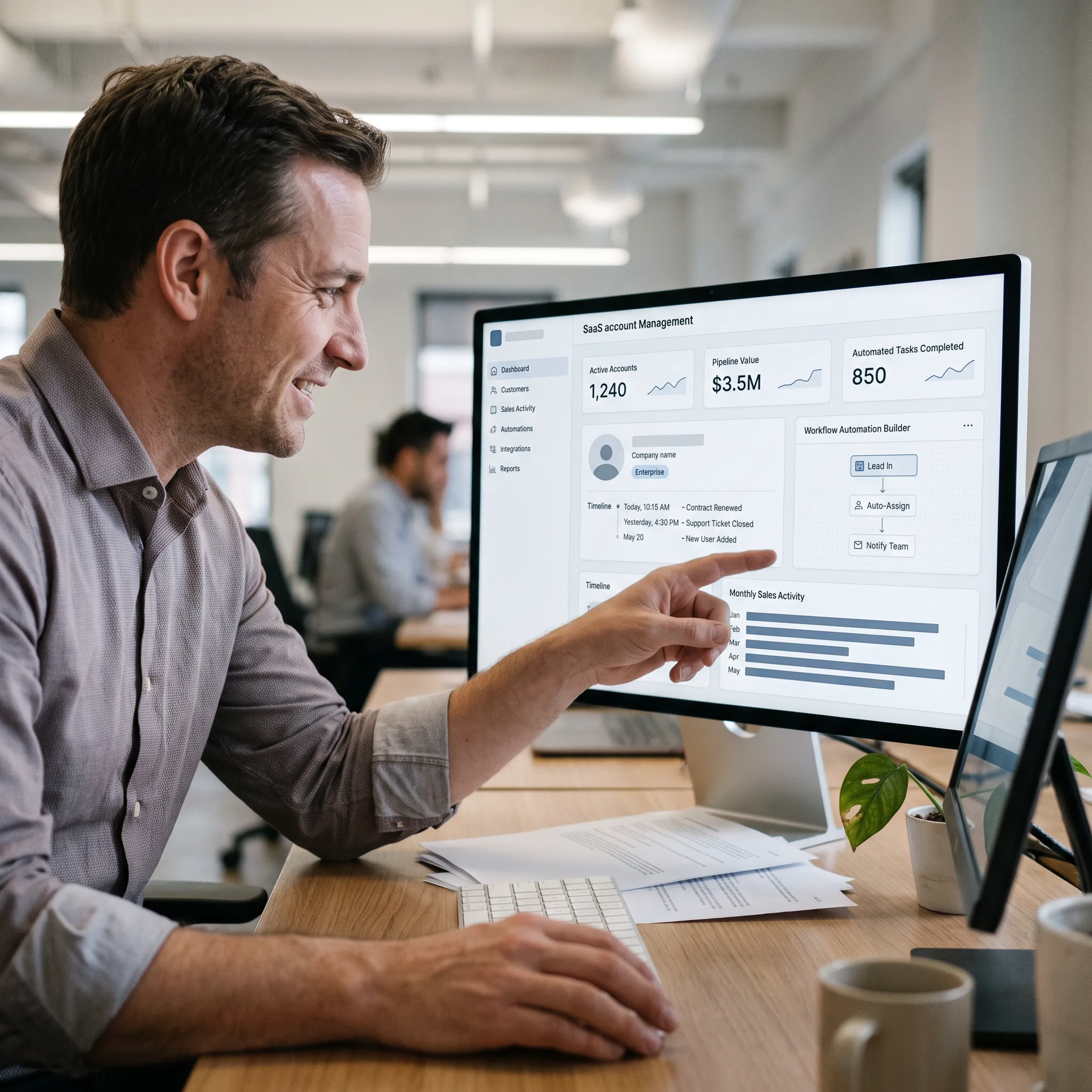 Custom account management dashboard on a laptop