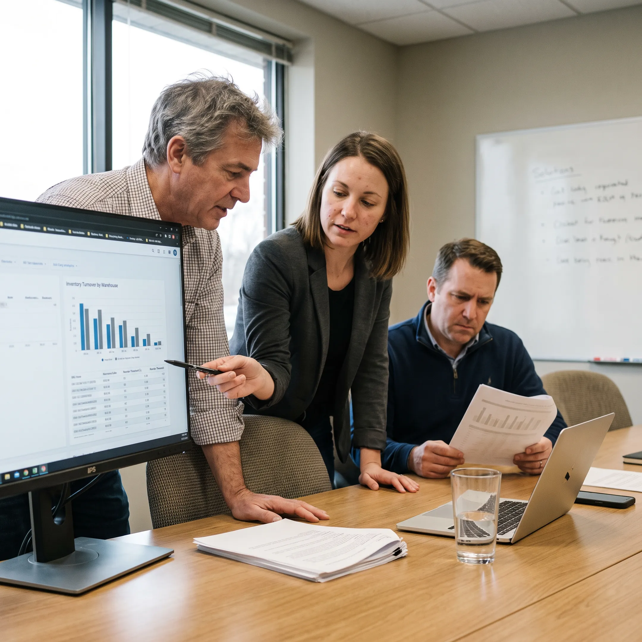 Manufacturing leaders reviewing connected cloud operations