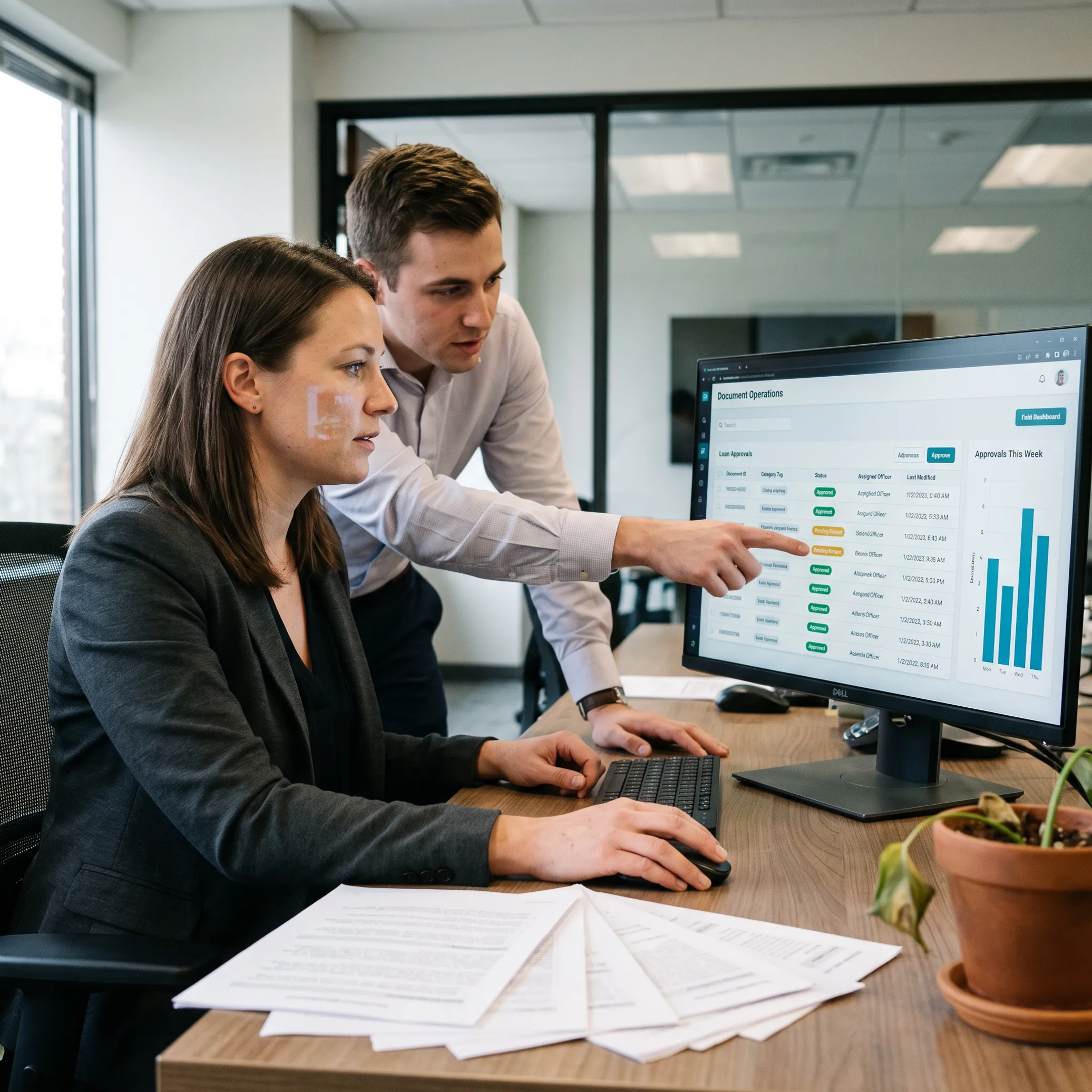 Secure digital document workflow for a banking team