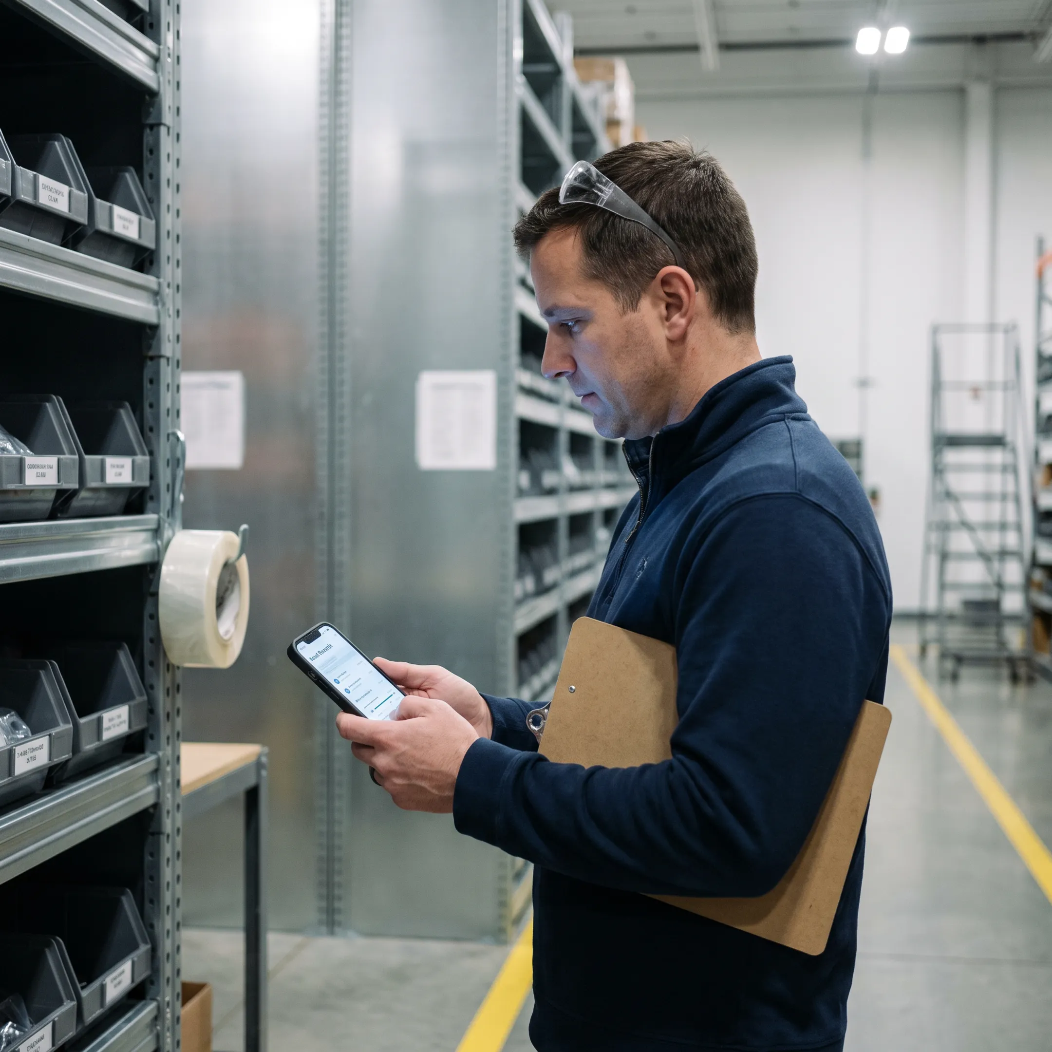 Field professional using mobile asset management software