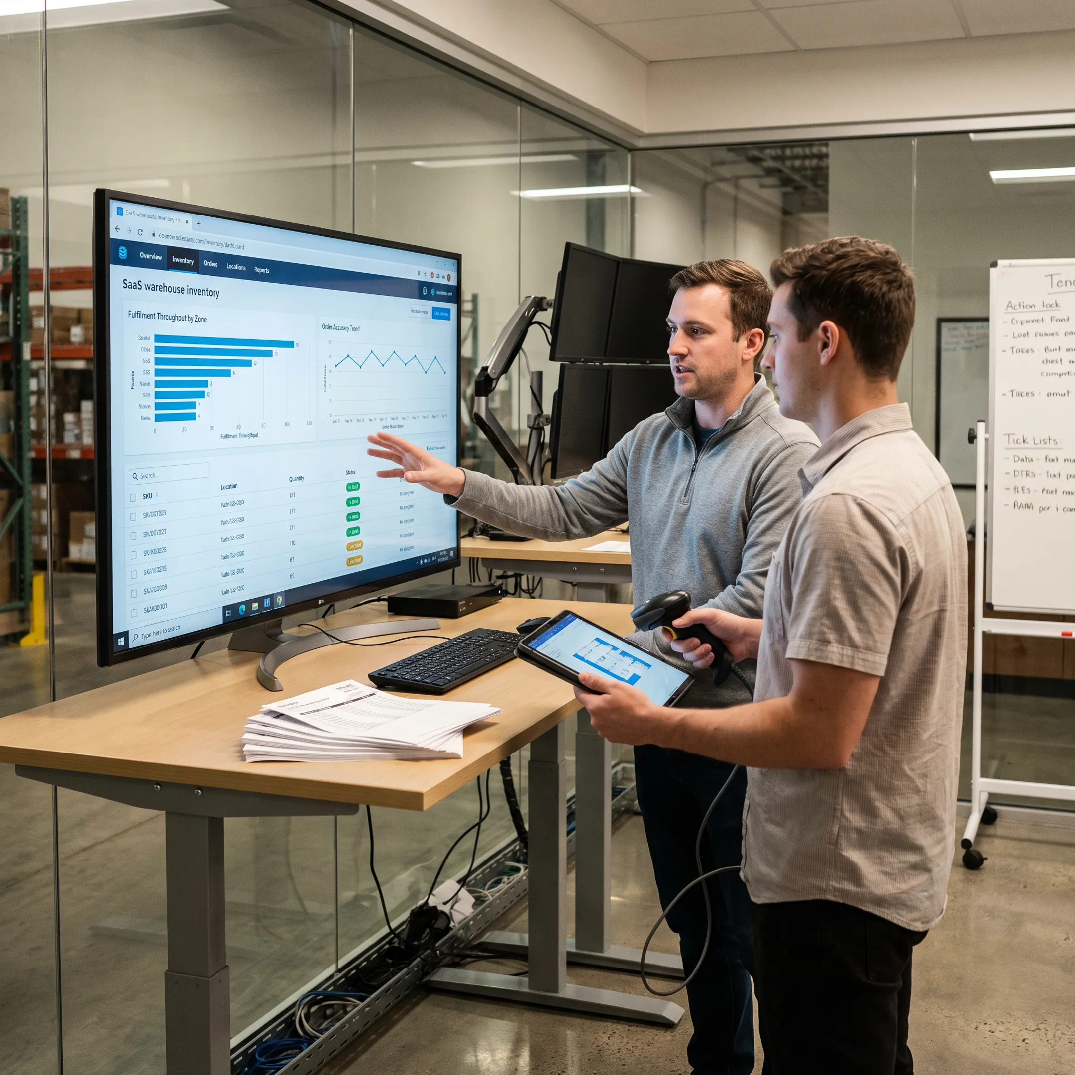 Warehouse automation dashboard connected to inventory and fulfilment workflows