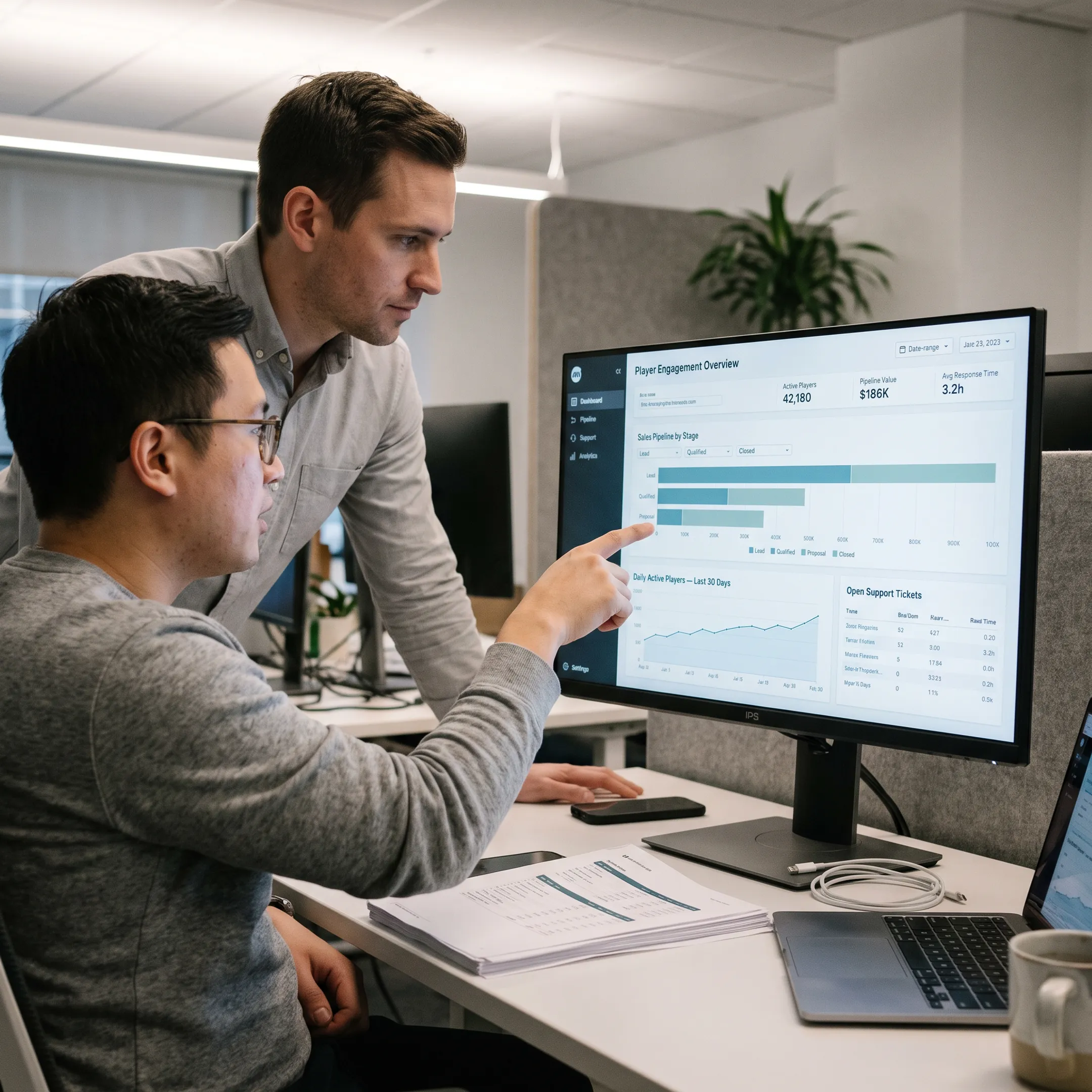 CRM dashboard for a gaming business