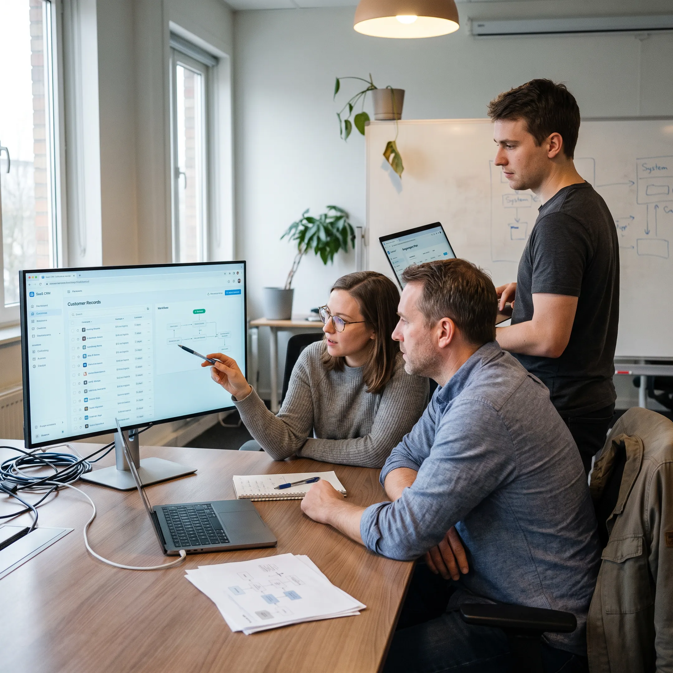 Team planning a custom CRM software interface