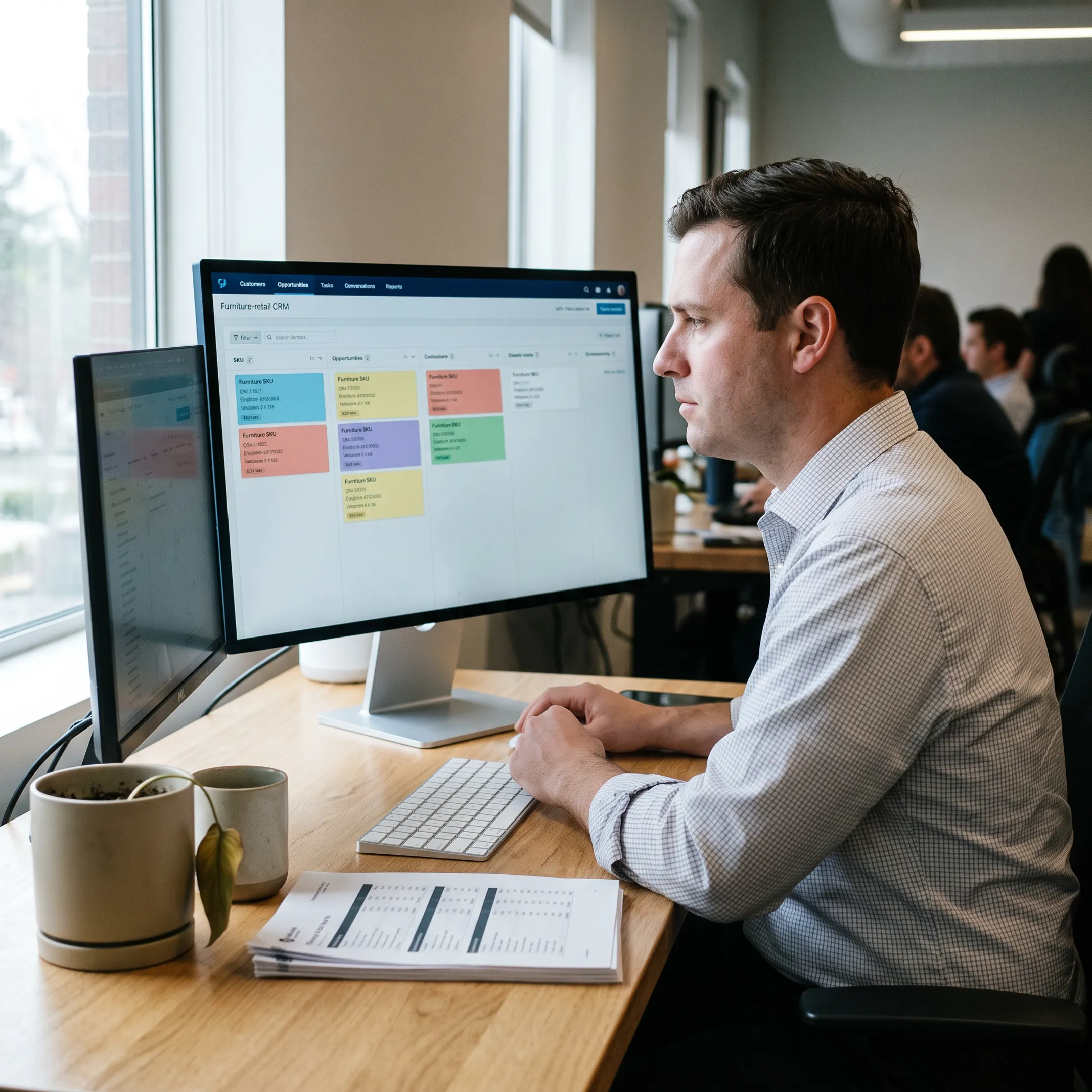 CRM dashboard for a furniture retail sales team