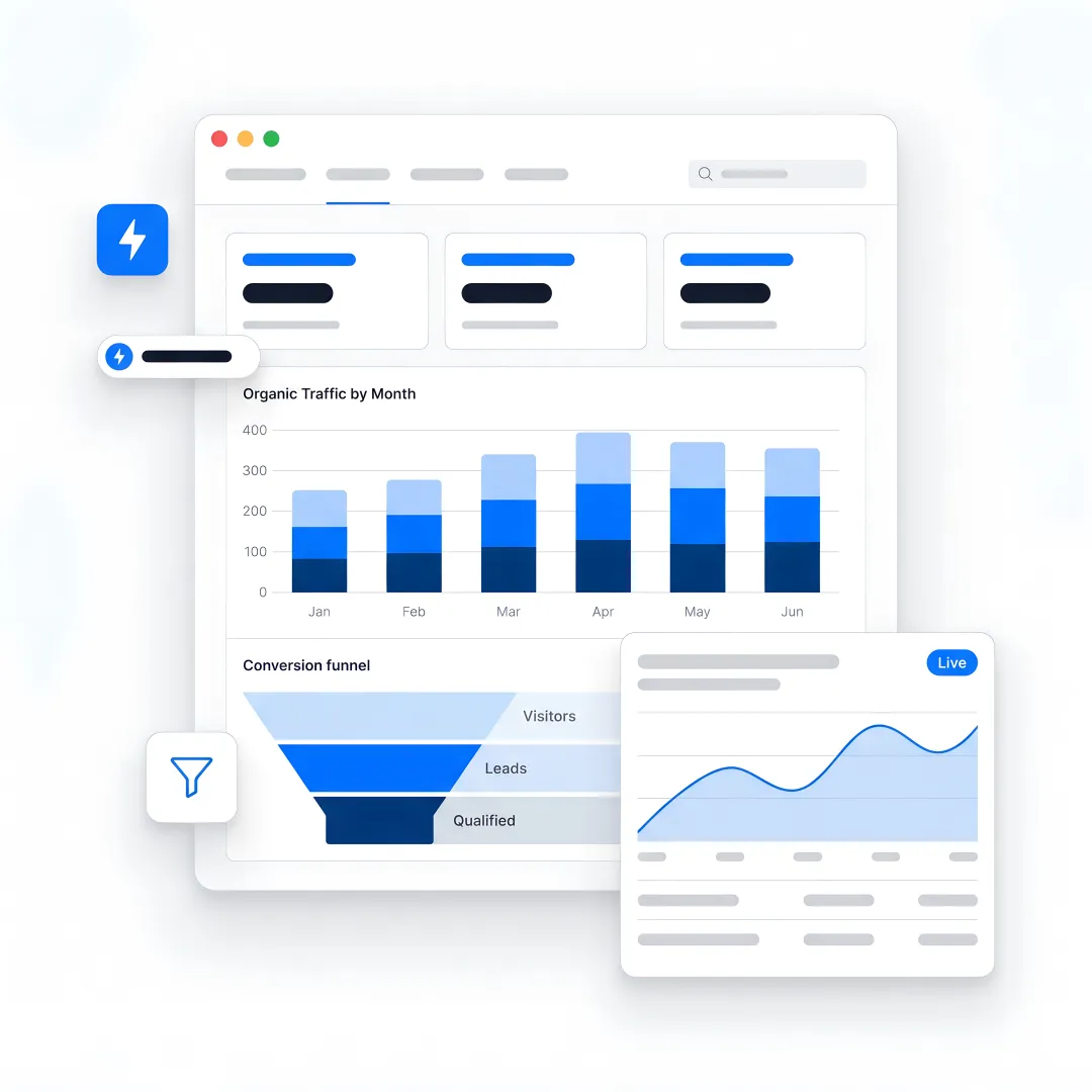 B2B marketing team reviewing SEO and conversion data