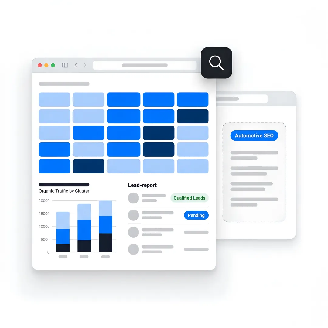 SEO team reviewing automotive growth strategy