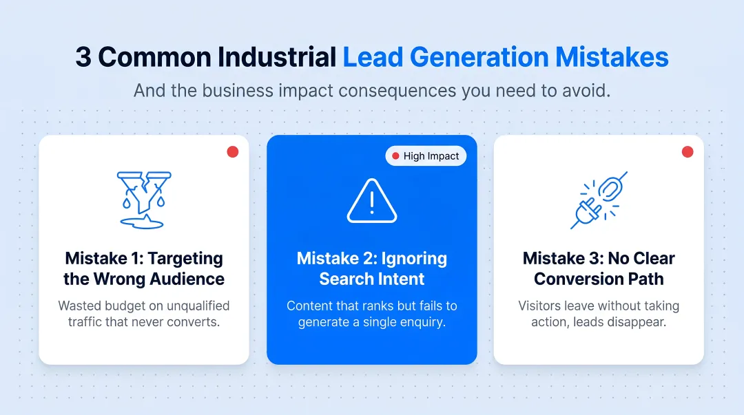 Three common industrial lead generation mistakes and their business impact consequences