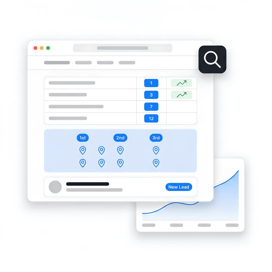 Construction company SEO dashboard in Fort Worth