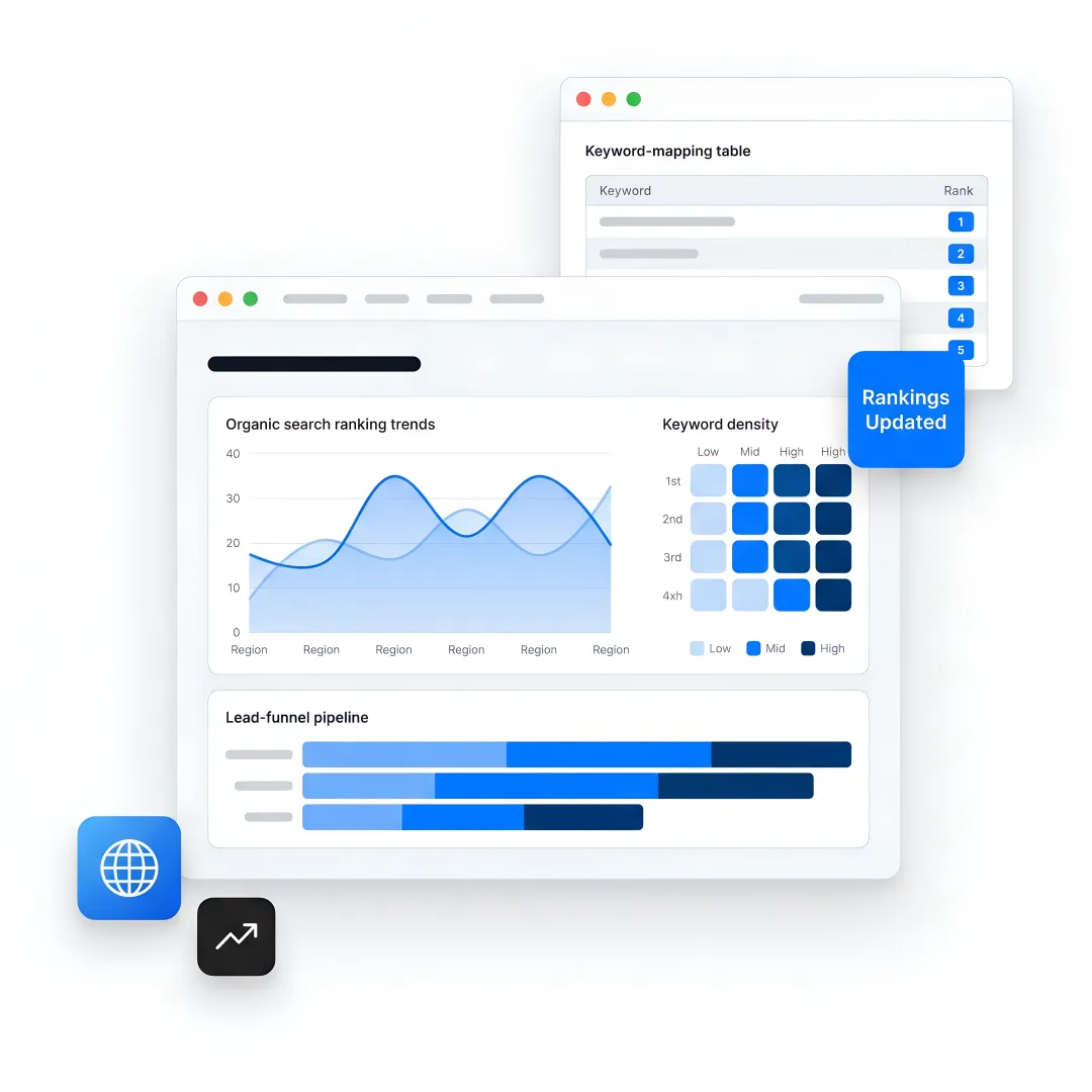 SEO dashboard for exporter growth