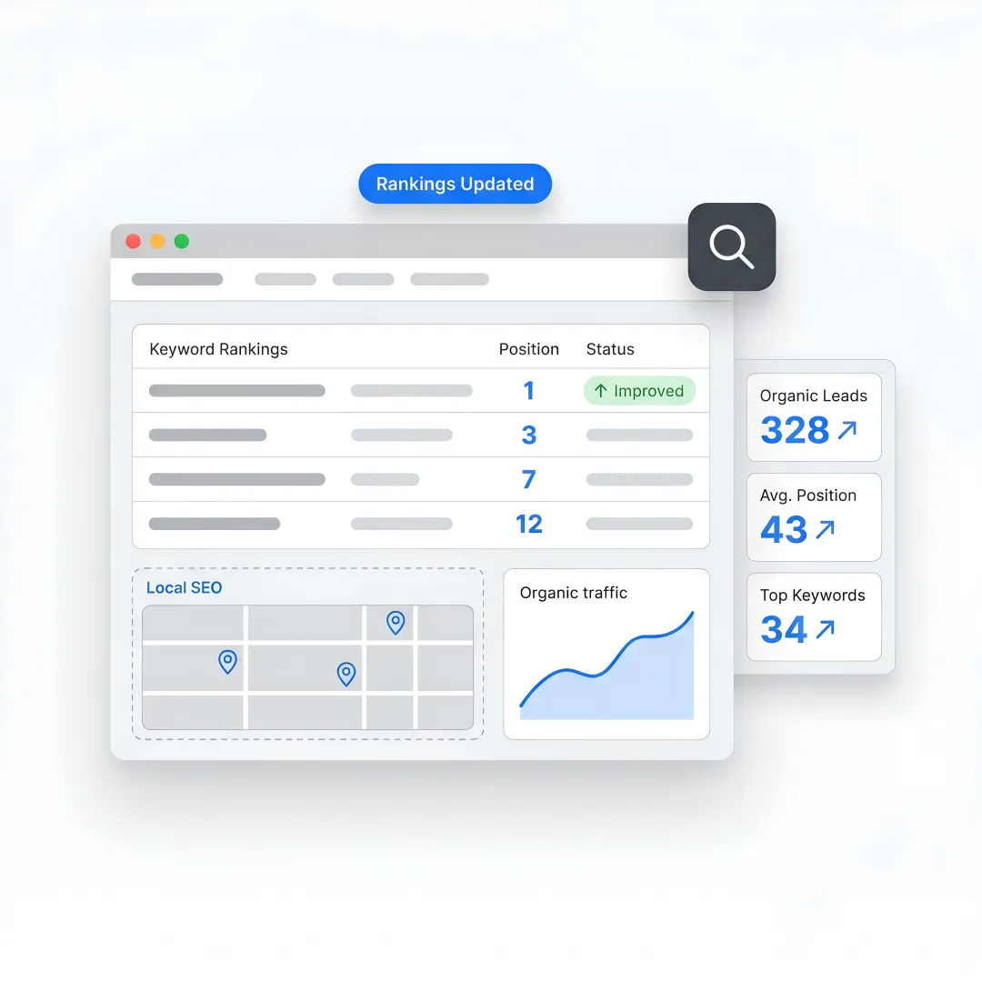 Real estate SEO strategy dashboard