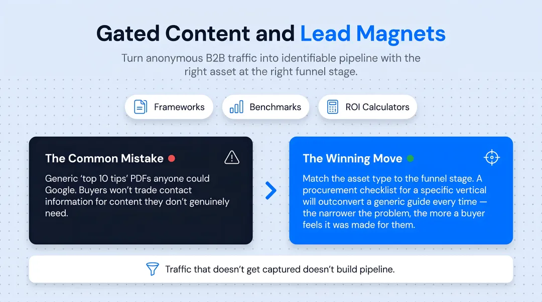 B2B gated content lead magnet types mapped to top mid bottom funnel stages
