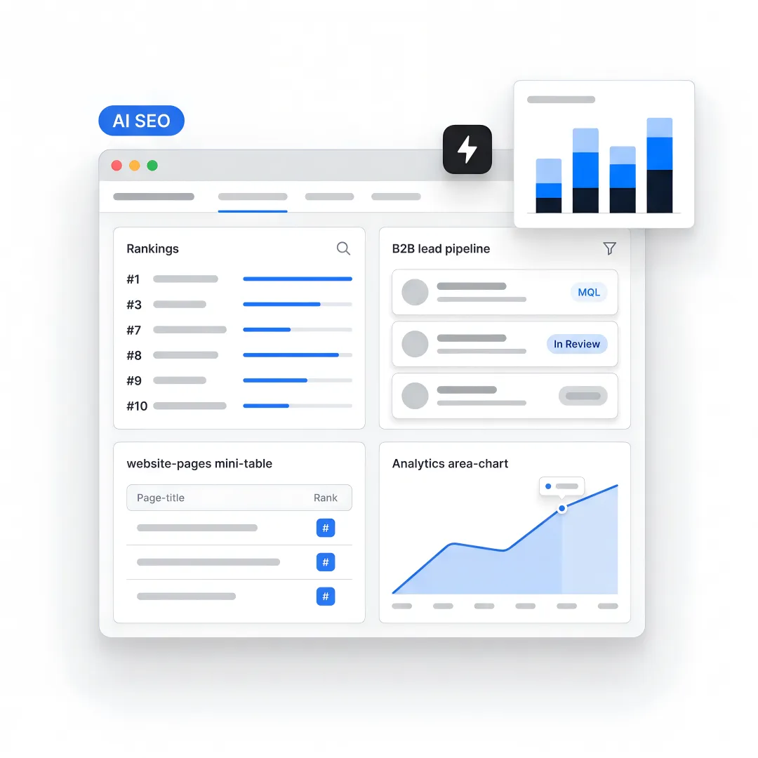 Security company SEO dashboard showing B2B leads