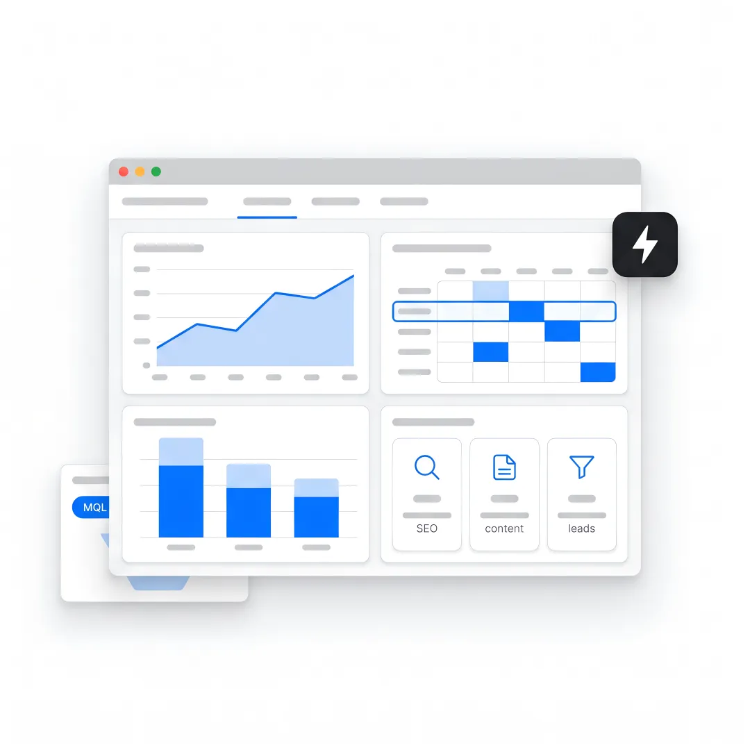 Inbound marketing dashboard and strategy workflow