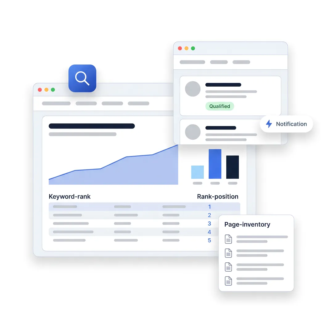 SEO strategist reviewing manufacturing growth dashboard