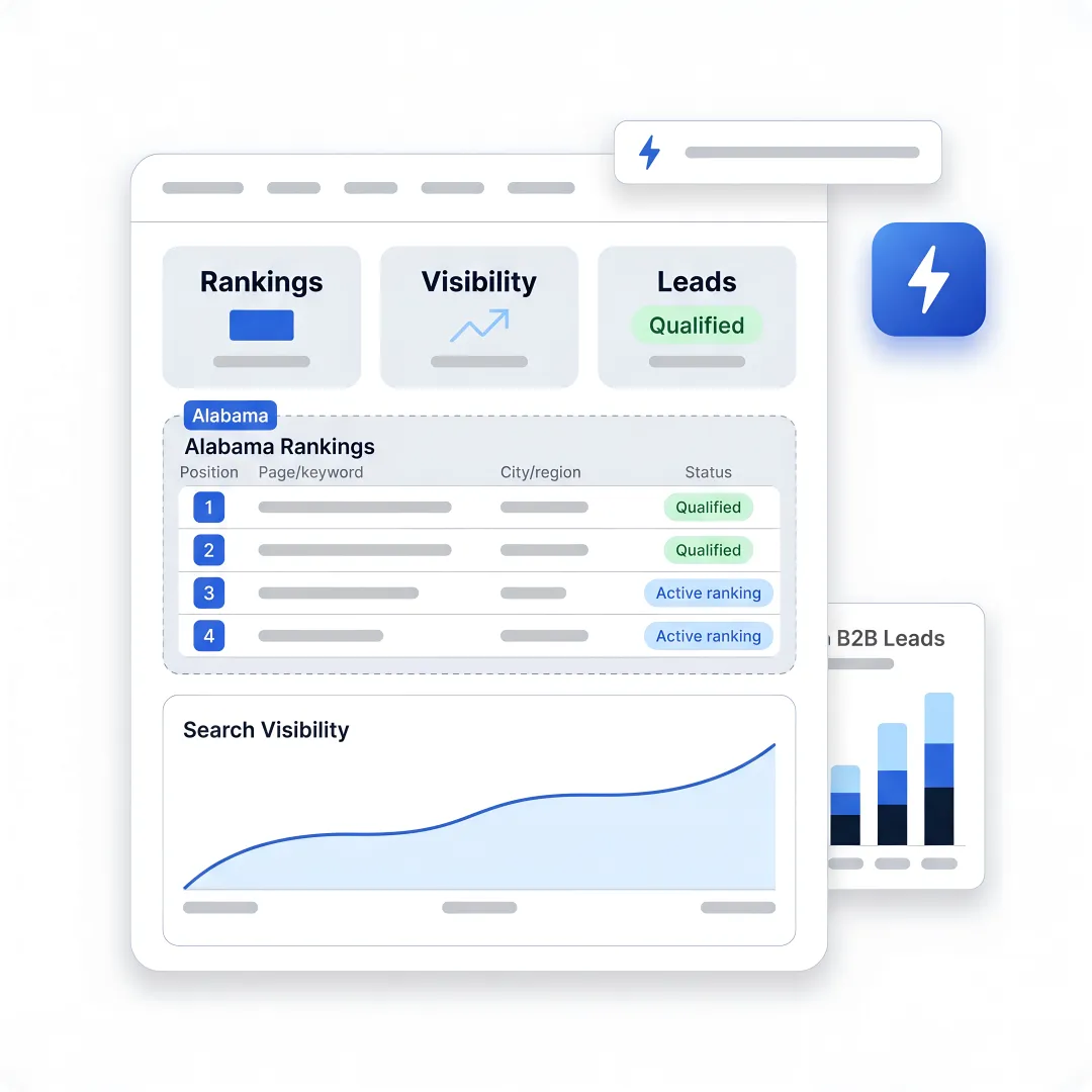 AI SEO dashboard for Alabama B2B manufacturers