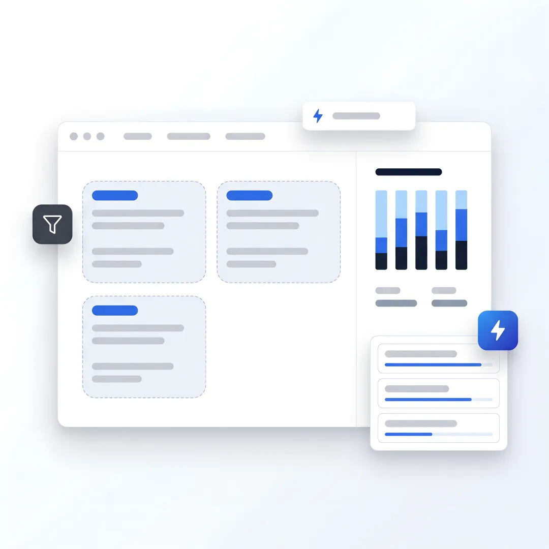SEO strategy workflow on a digital dashboard