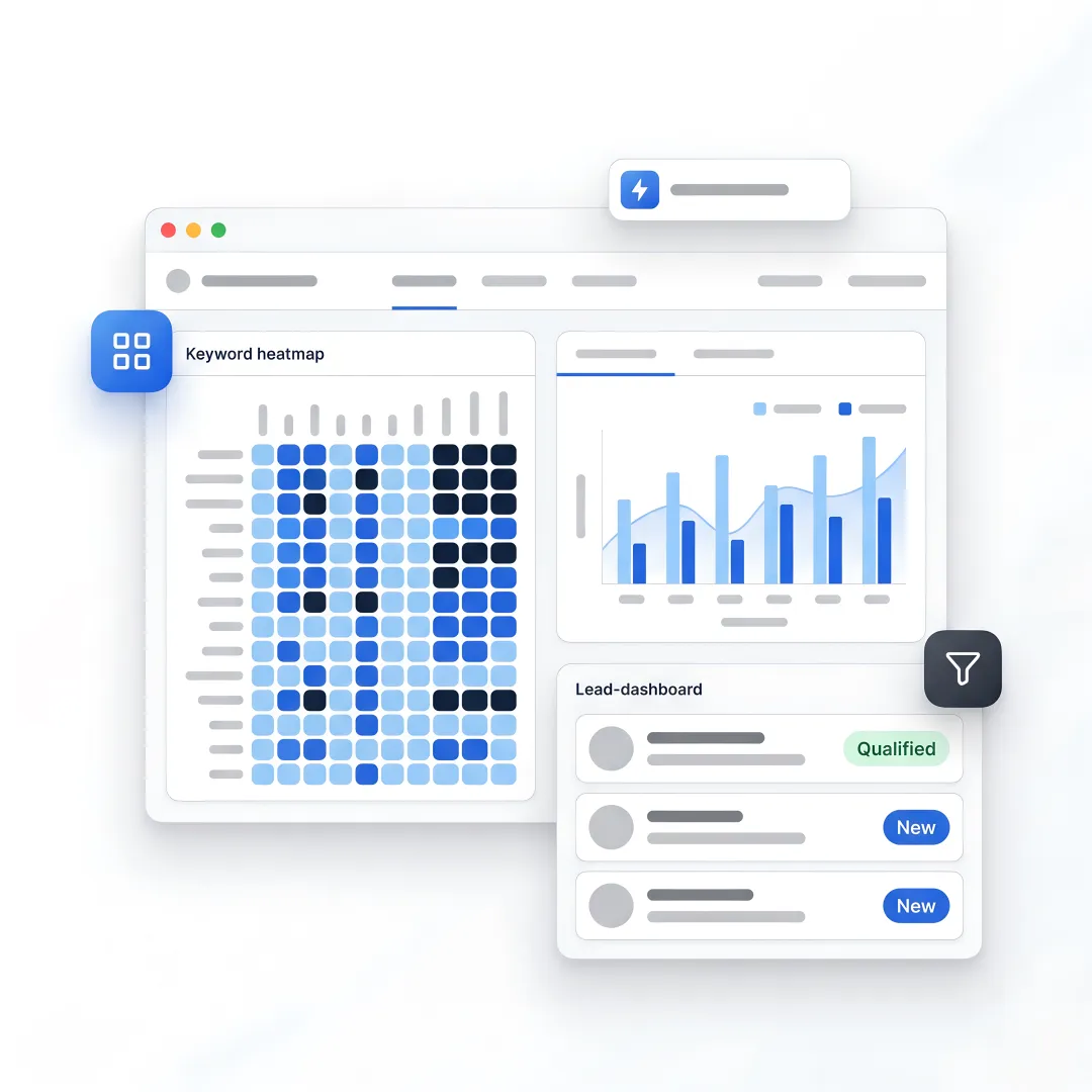 SEO strategist reviewing B2B growth dashboard