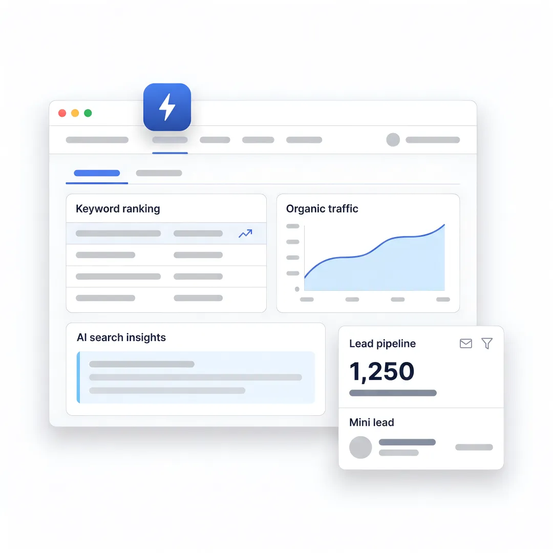 SEO strategist reviewing B2B growth dashboard