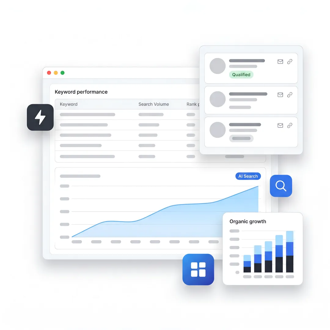 SEO strategist reviewing B2B growth dashboard